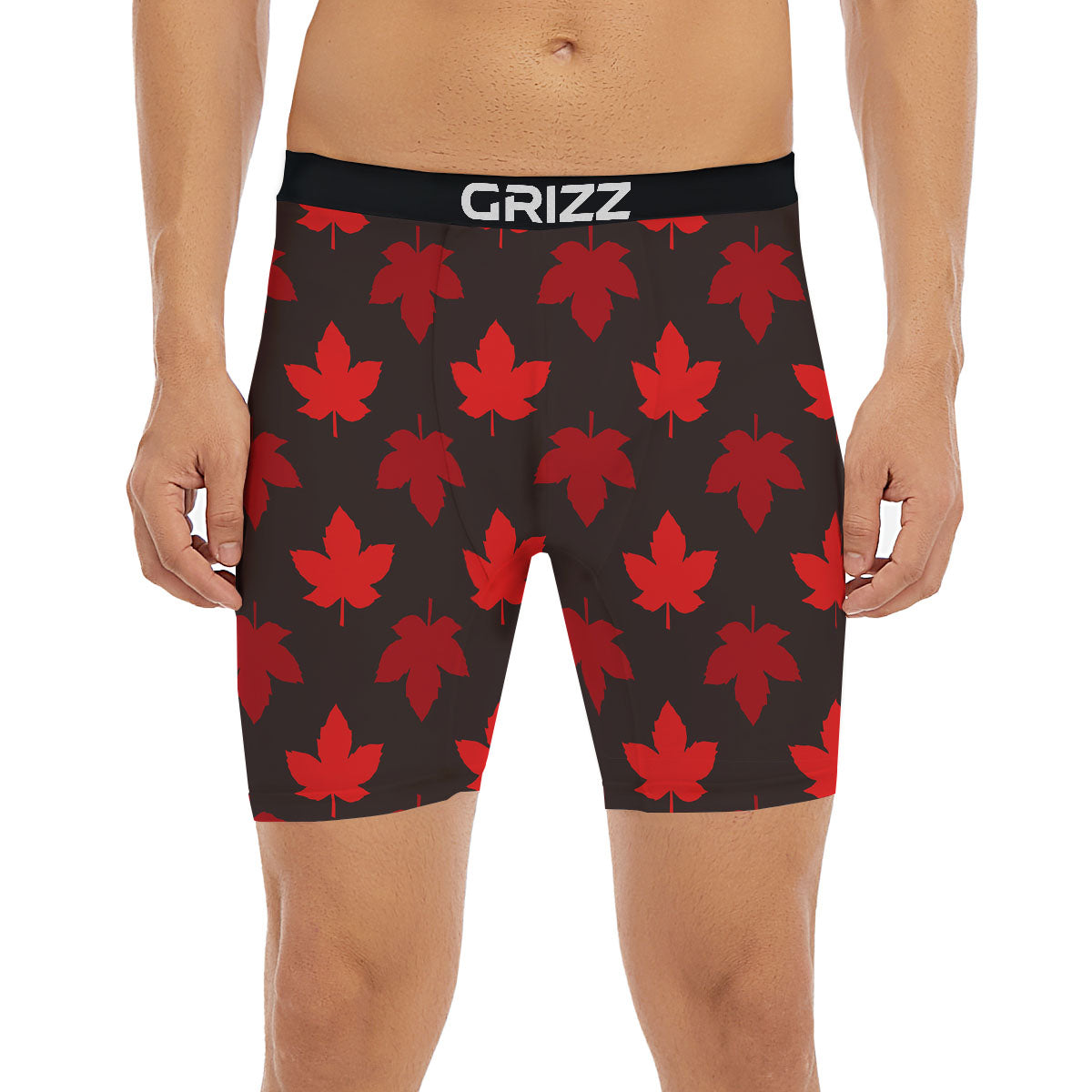 Maple Leaf Red Canadian Print Pattern Boxer Briefs-grizzshop