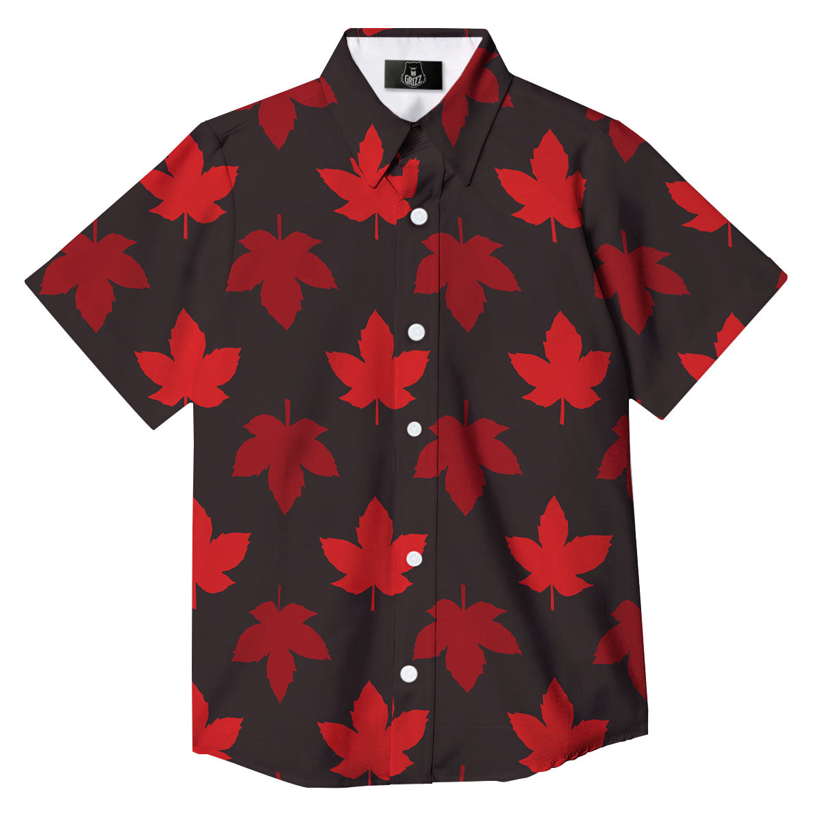 Maple Leaf Red Canadian Print Pattern Button Up Shirt-grizzshop