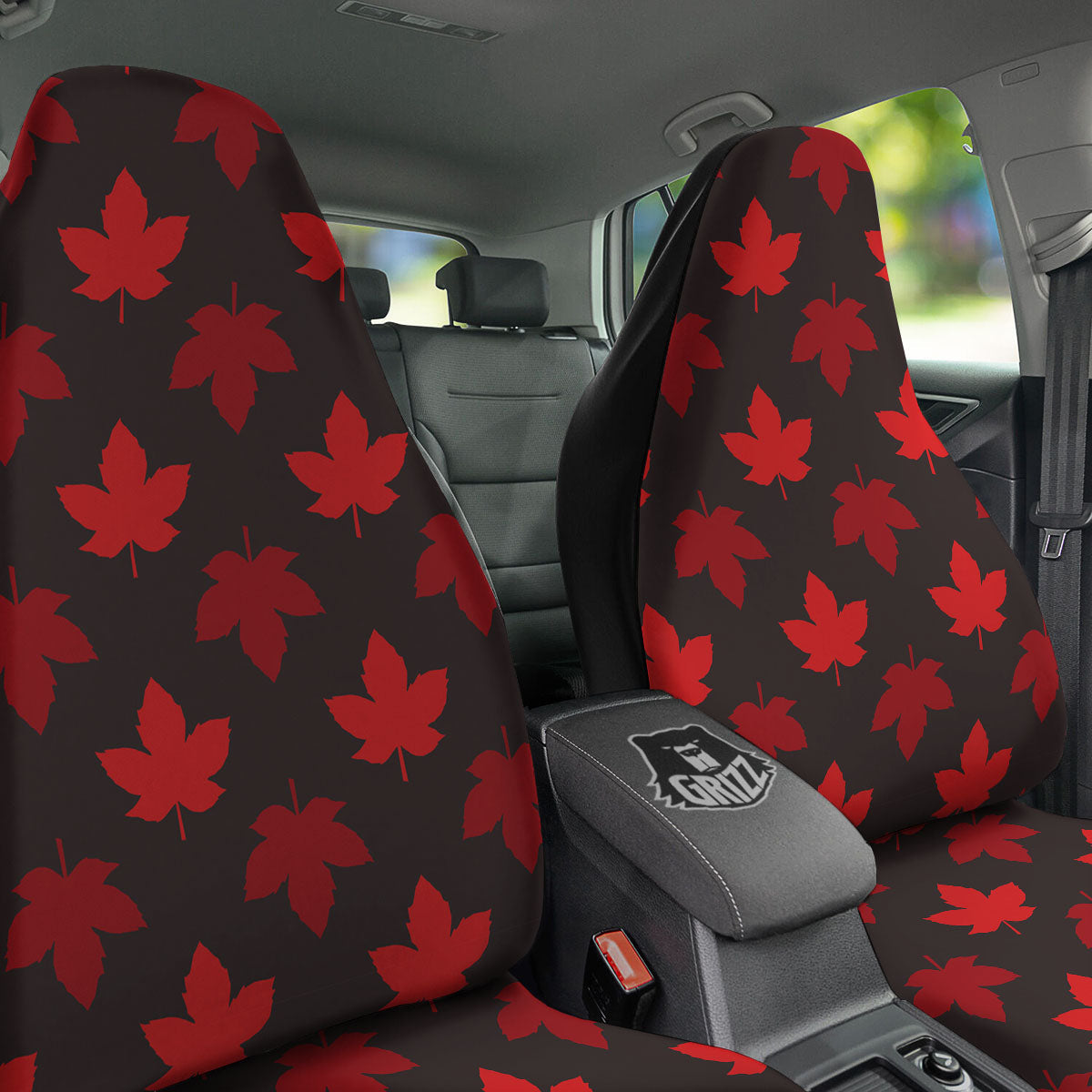 Maple Leaf Red Canadian Print Pattern Car Seat Covers-grizzshop