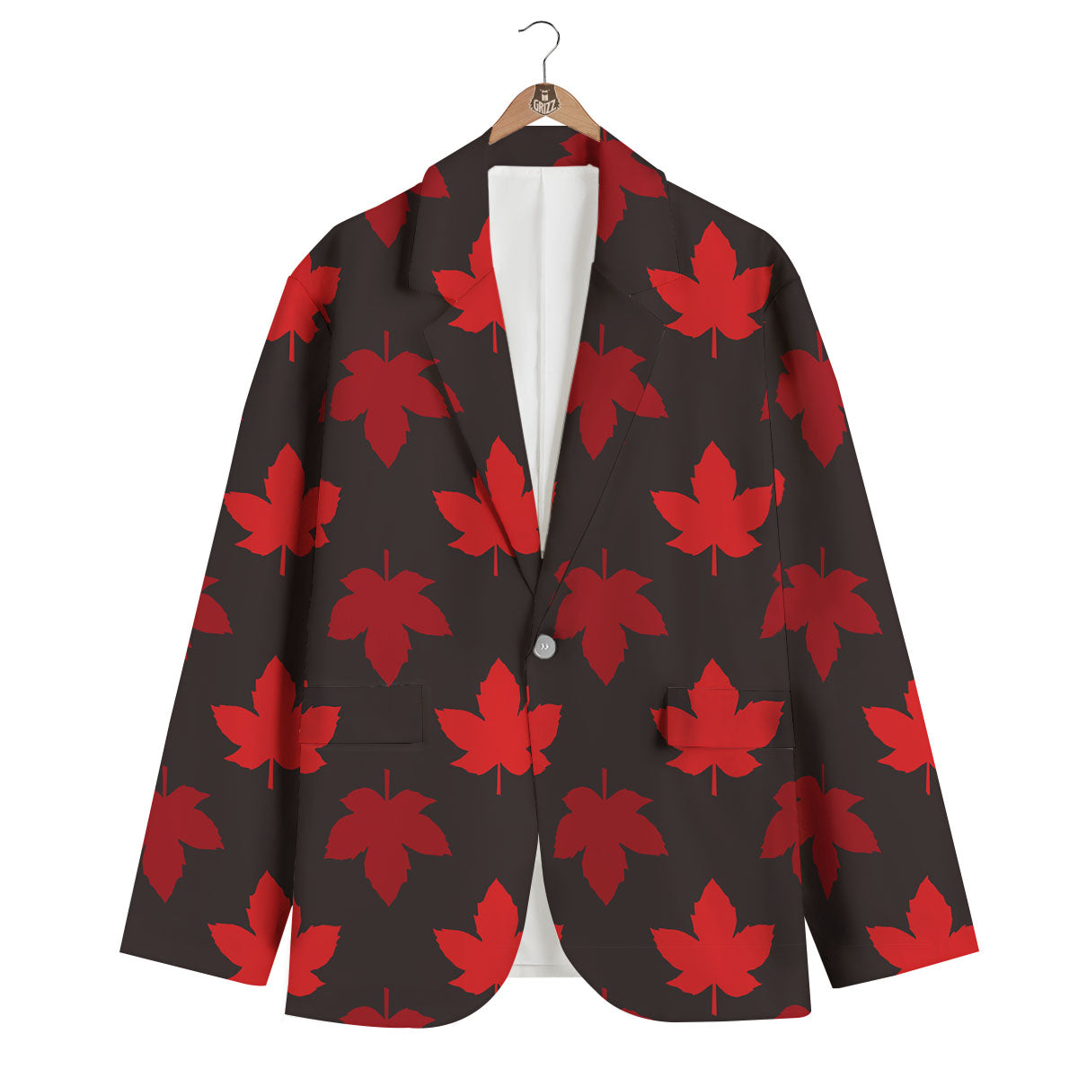 Maple Leaf Red Canadian Print Pattern Men's Blazer-grizzshop