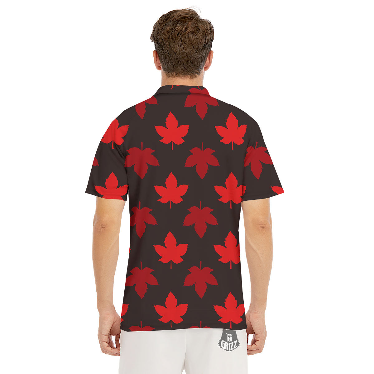 Maple Leaf Red Canadian Print Pattern Men's Golf Shirts-grizzshop