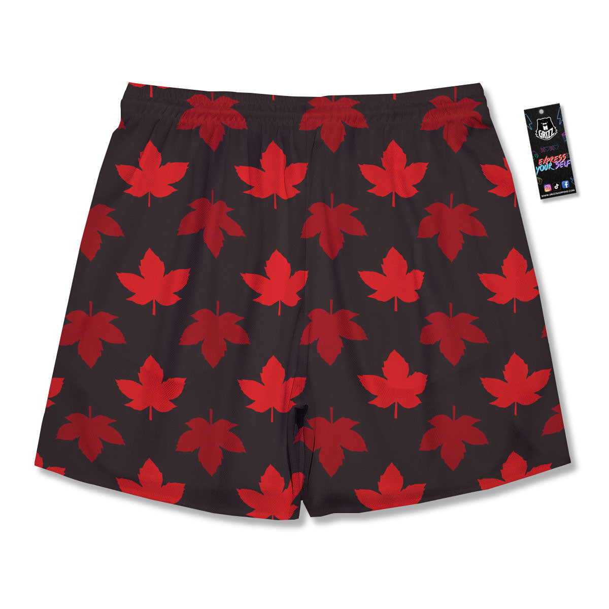 Maple Leaf Red Canadian Print Pattern Men's Running Shorts-grizzshop