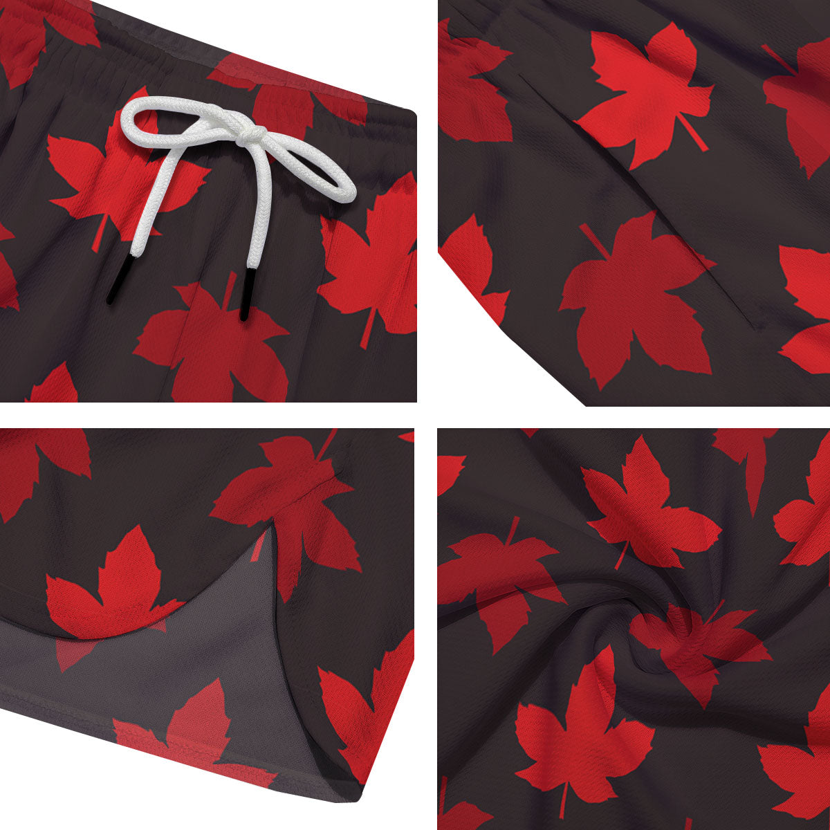 Maple Leaf Red Canadian Print Pattern Men's Running Shorts-grizzshop