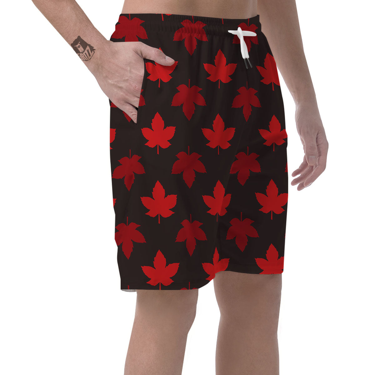 Maple Leaf Red Canadian Print Pattern Men's Shorts-grizzshop