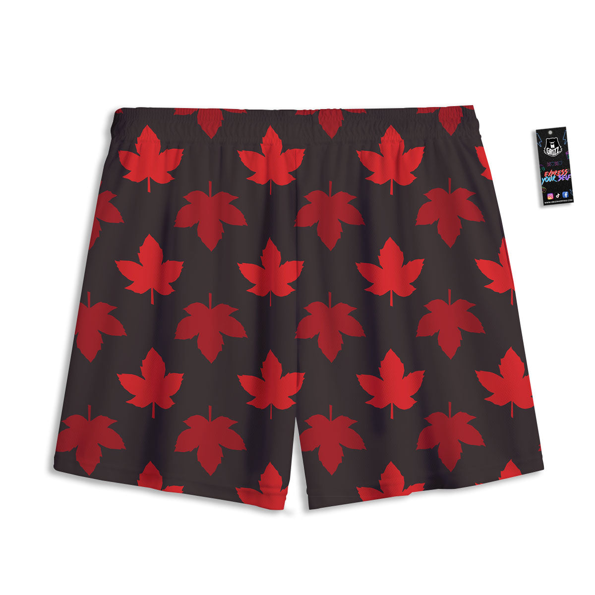 Maple Leaf Red Canadian Print Pattern Mesh Shorts