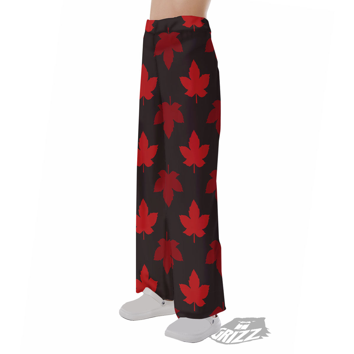 Maple Leaf Red Canadian Print Pattern Pajama Pants-grizzshop