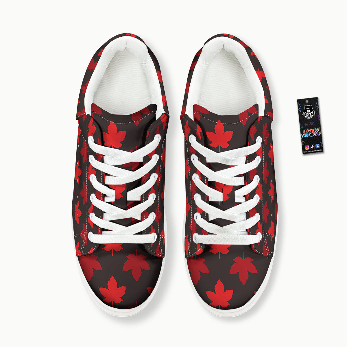 Maple Leaf Red Canadian Print Pattern Platform Shoes-grizzshop