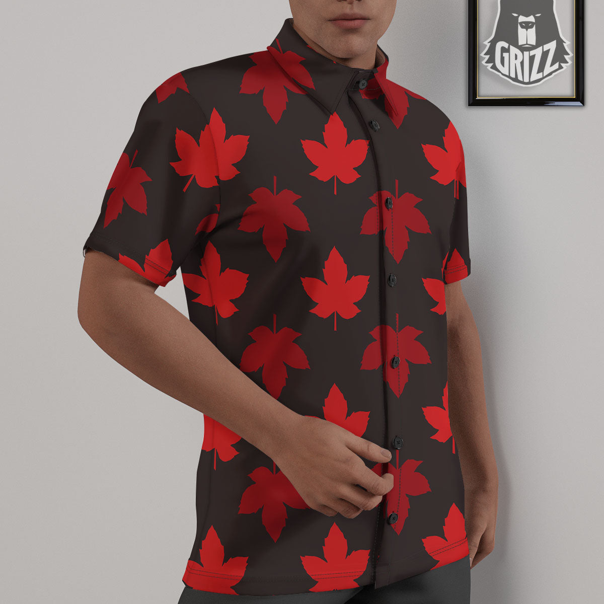 Maple Leaf Red Canadian Print Pattern Untucked Shirts-grizzshop