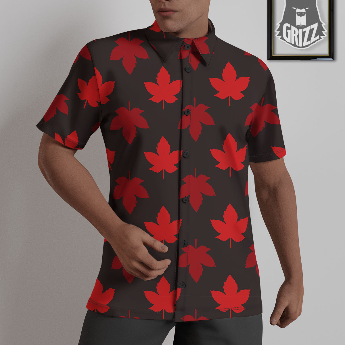 Maple Leaf Red Canadian Print Pattern Untucked Shirts-grizzshop