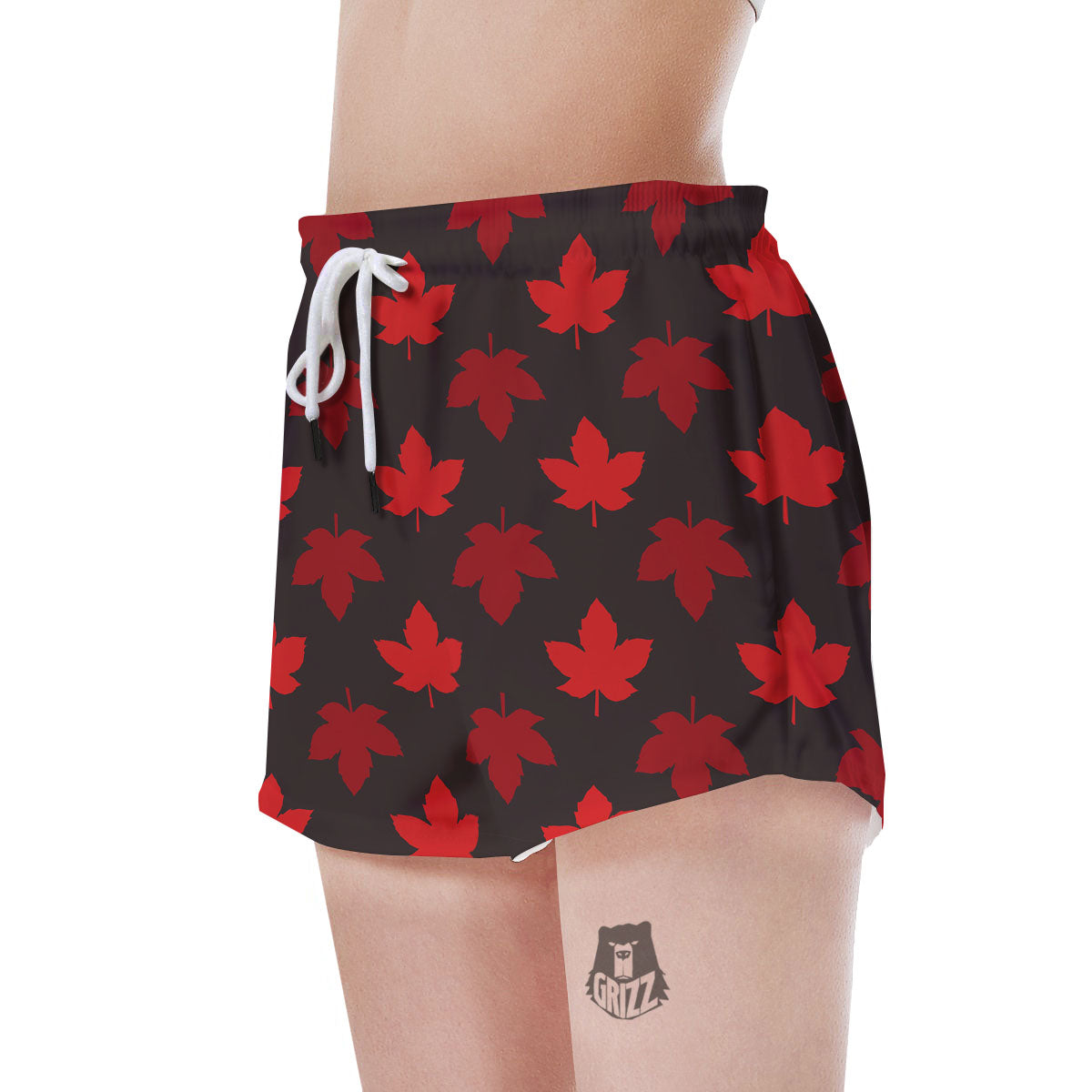 Maple Leaf Red Canadian Print Pattern Women's Shorts-grizzshop