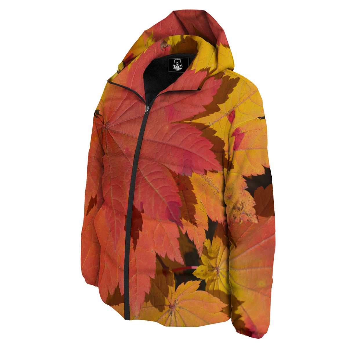 Maple Leaves Autumn Print Down Jacket-grizzshop
