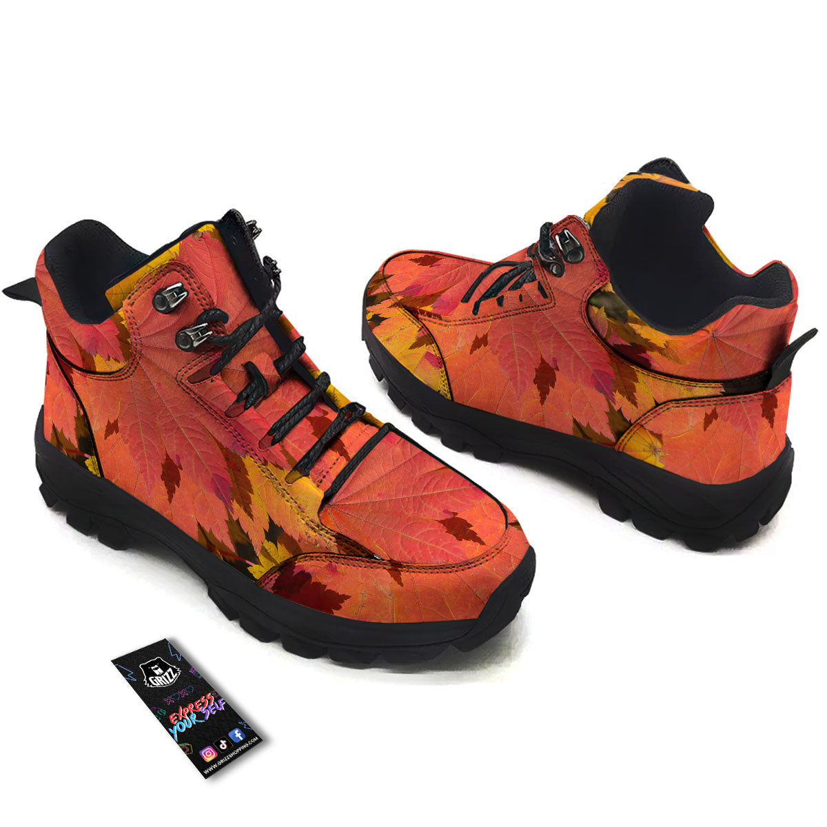 Maple Leaves Autumn Print Hiking Shoes-grizzshop