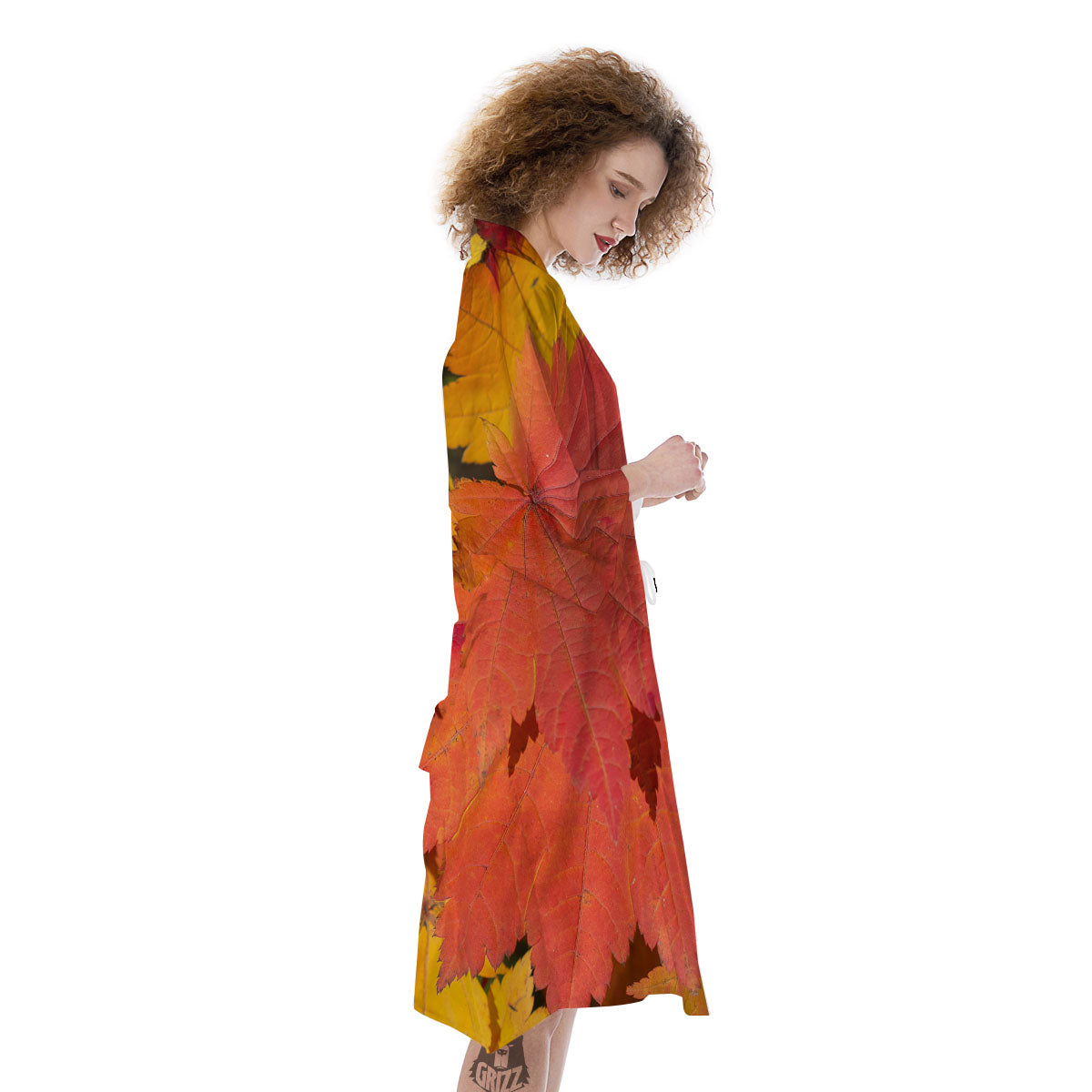 Maple Leaves Autumn Print Kimono-grizzshop