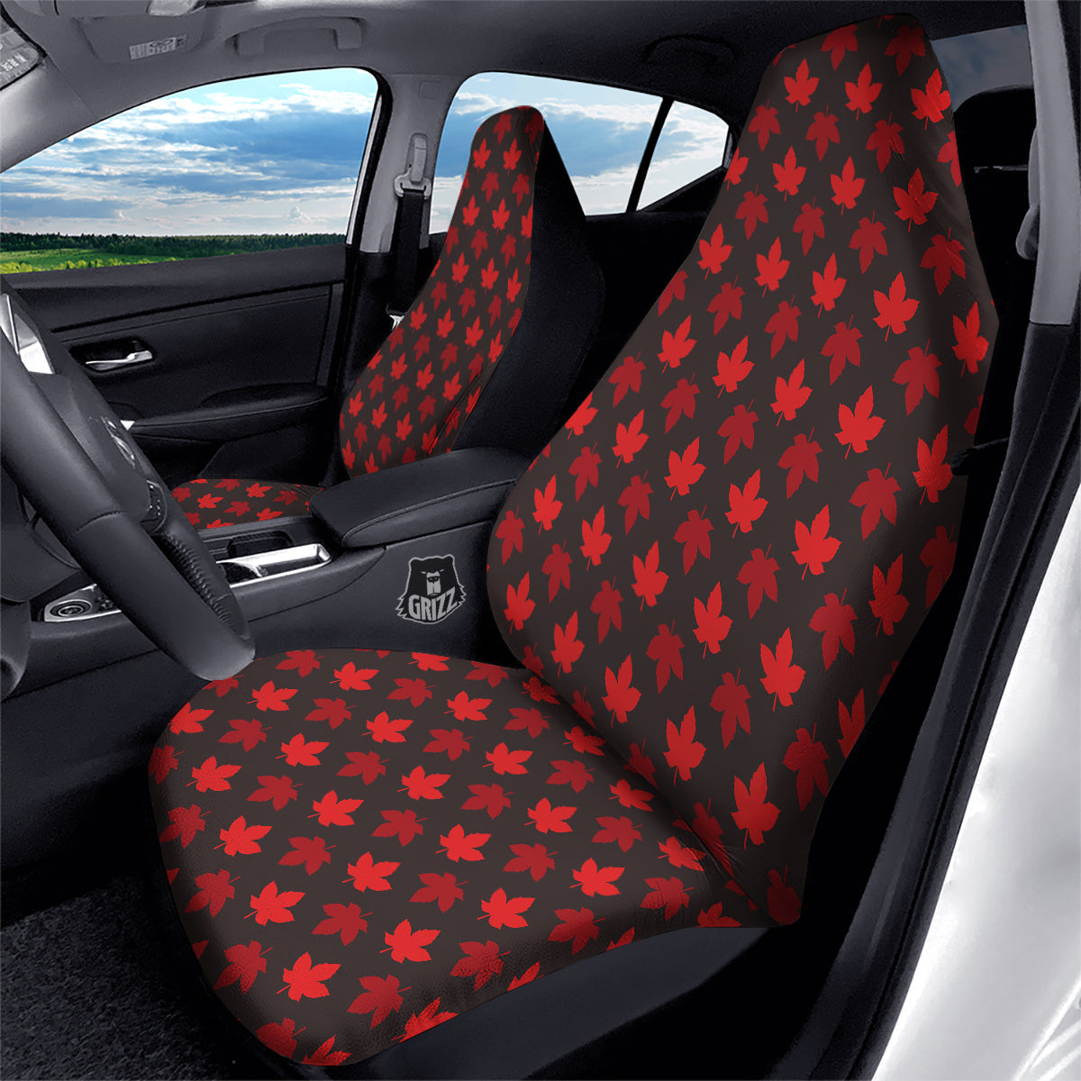 Maple Leaves Autumn Print Pattern Car Seat Covers-grizzshop