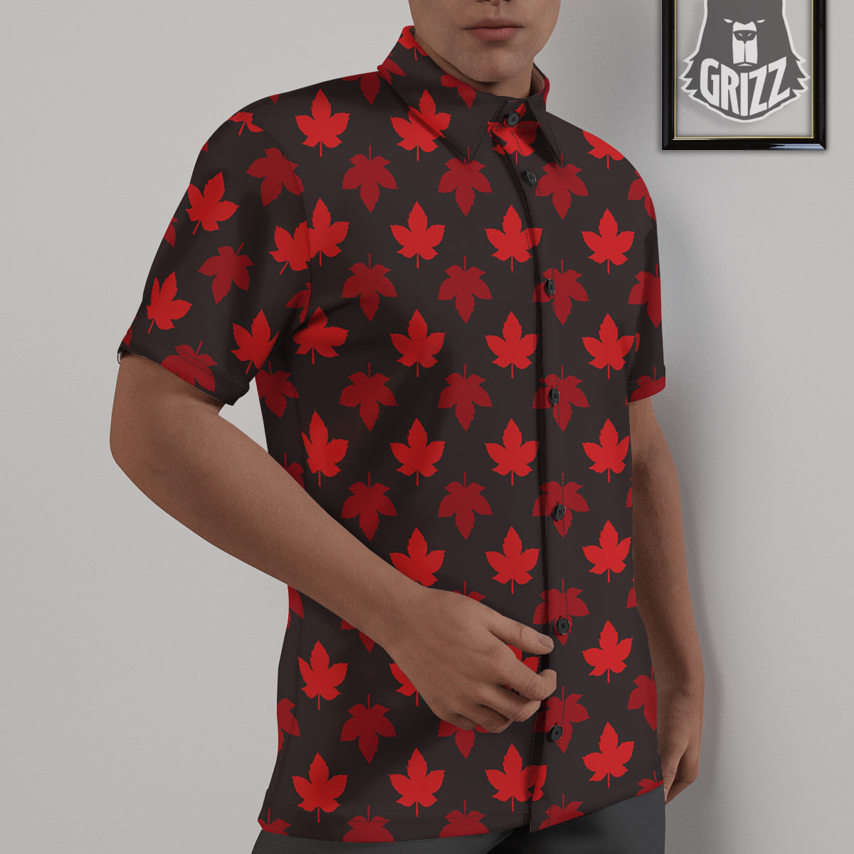 Maple Leaves Autumn Print Pattern Untucked Shirts-grizzshop