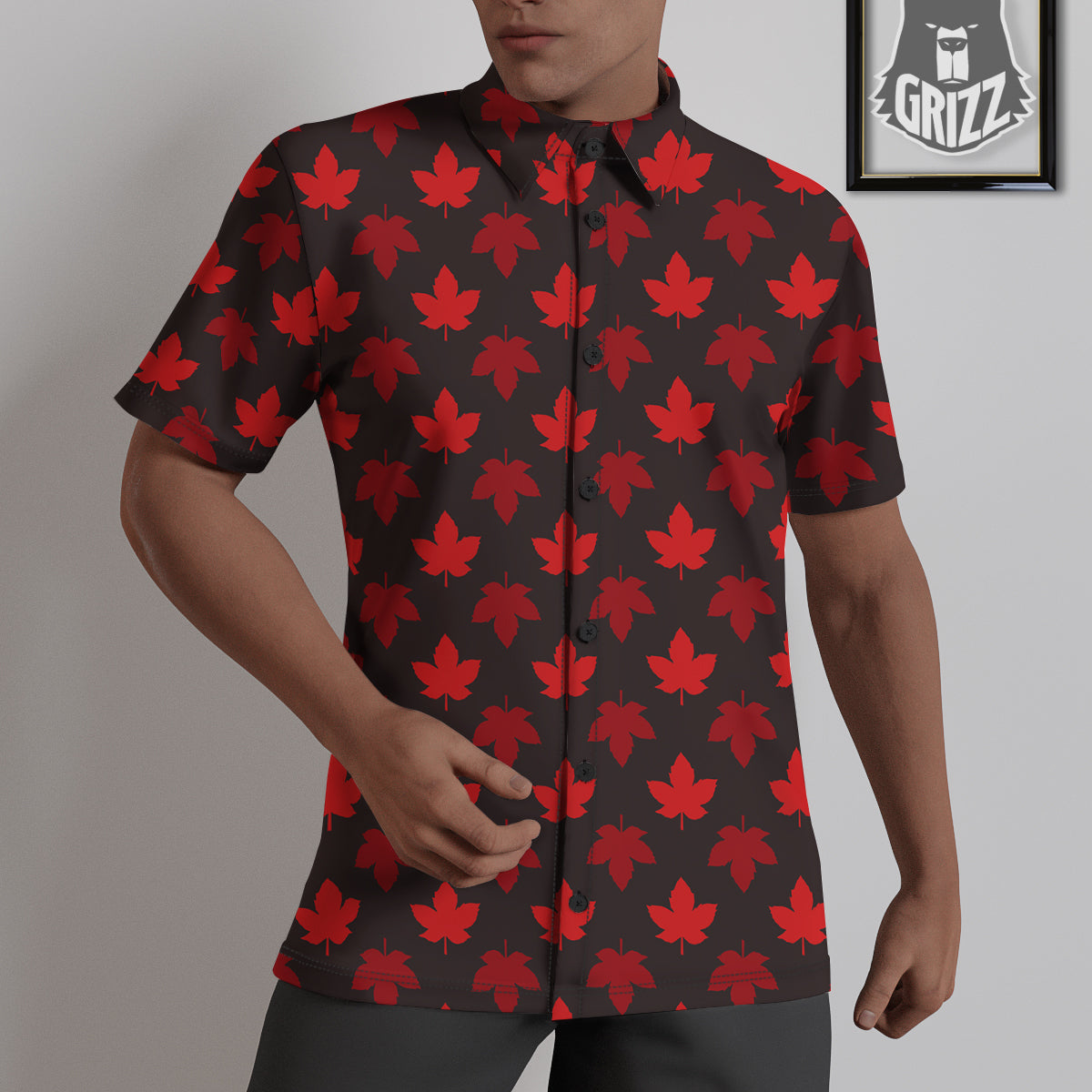Maple Leaves Autumn Print Pattern Untucked Shirts-grizzshop