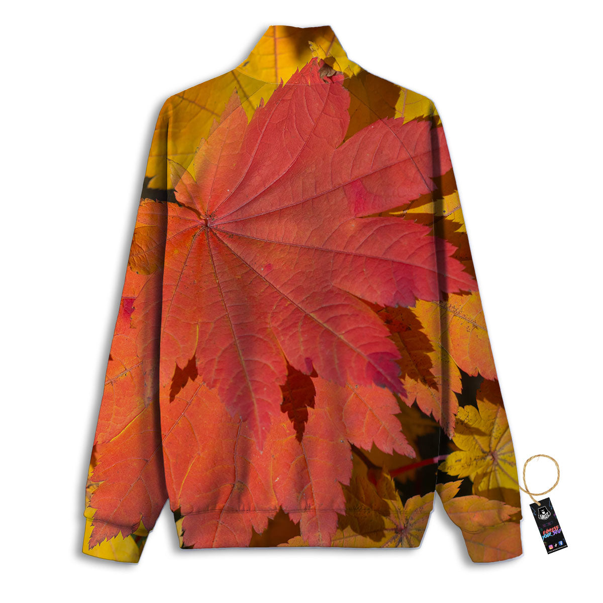 Maple Leaves Autumn Print Track Jacket-grizzshop