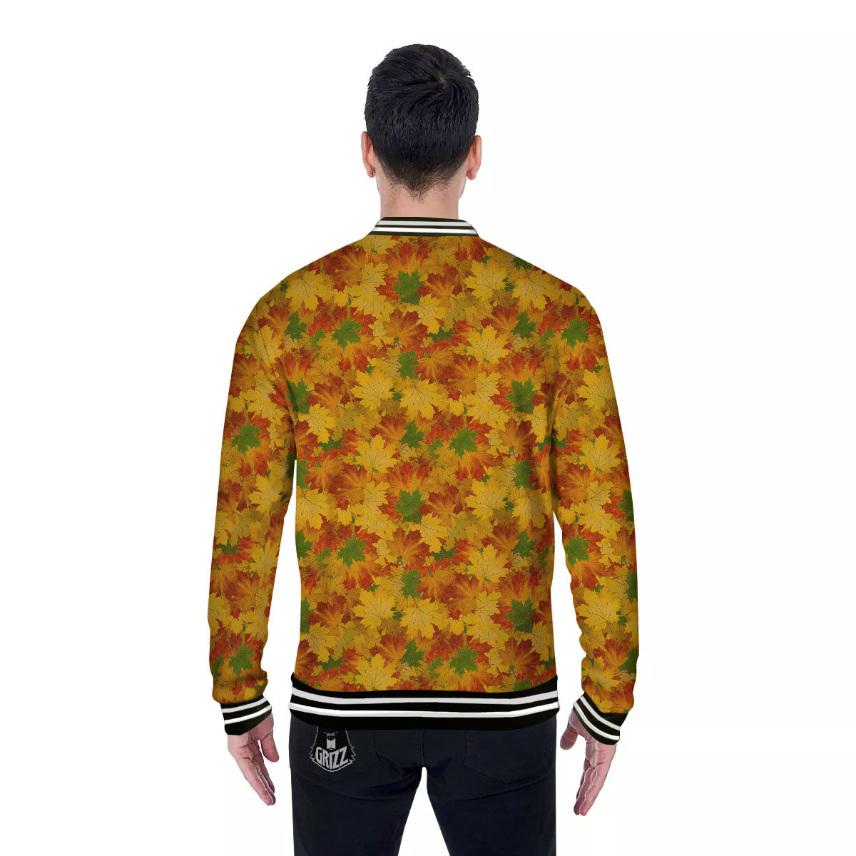 Maple Leaves Fall Autumn Print Baseball Jacket-grizzshop