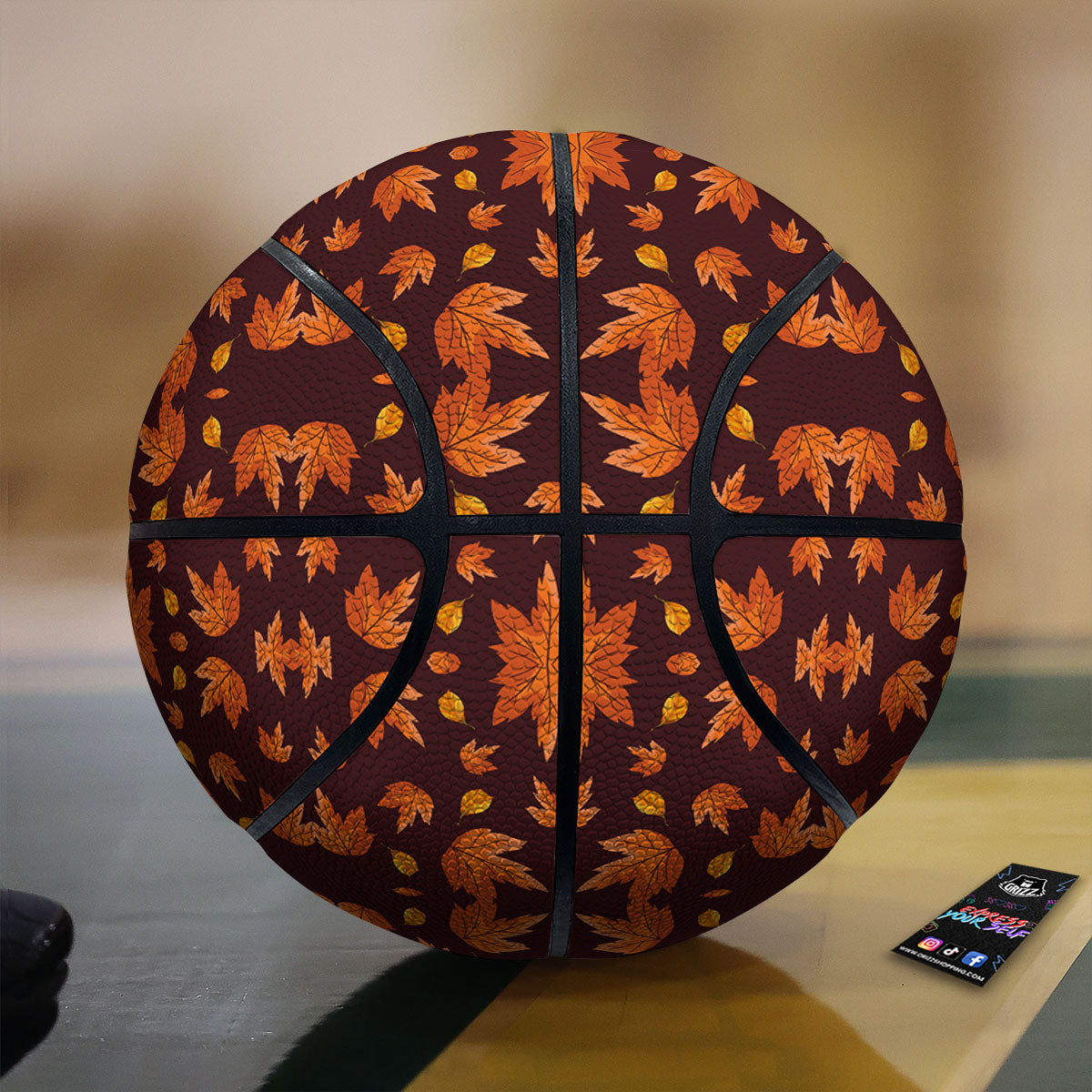 Maple Leaves Orange Print Pattern Basketball-grizzshop
