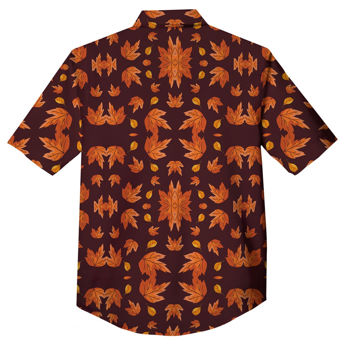 Maple Leaves Orange Print Pattern Button Up Shirt-grizzshop