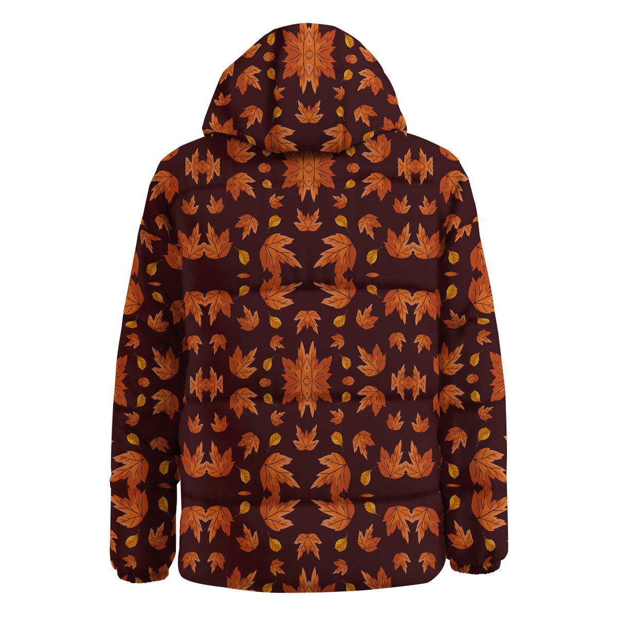 Maple Leaves Orange Print Pattern Down Jacket-grizzshop