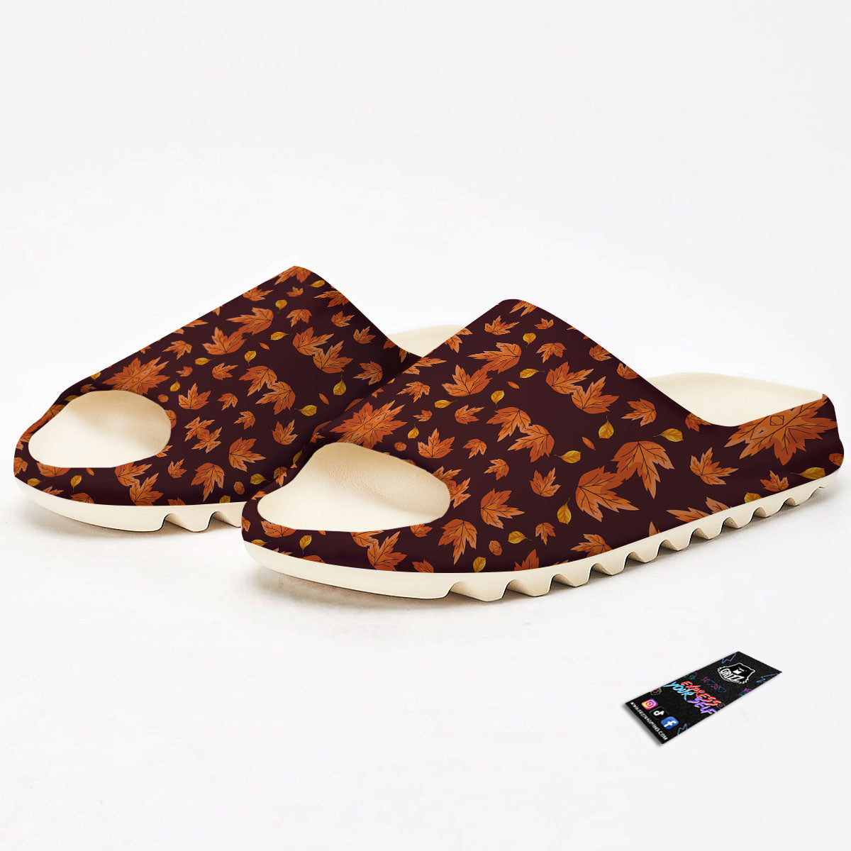 Maple Leaves Orange Print Pattern Sandals-grizzshop