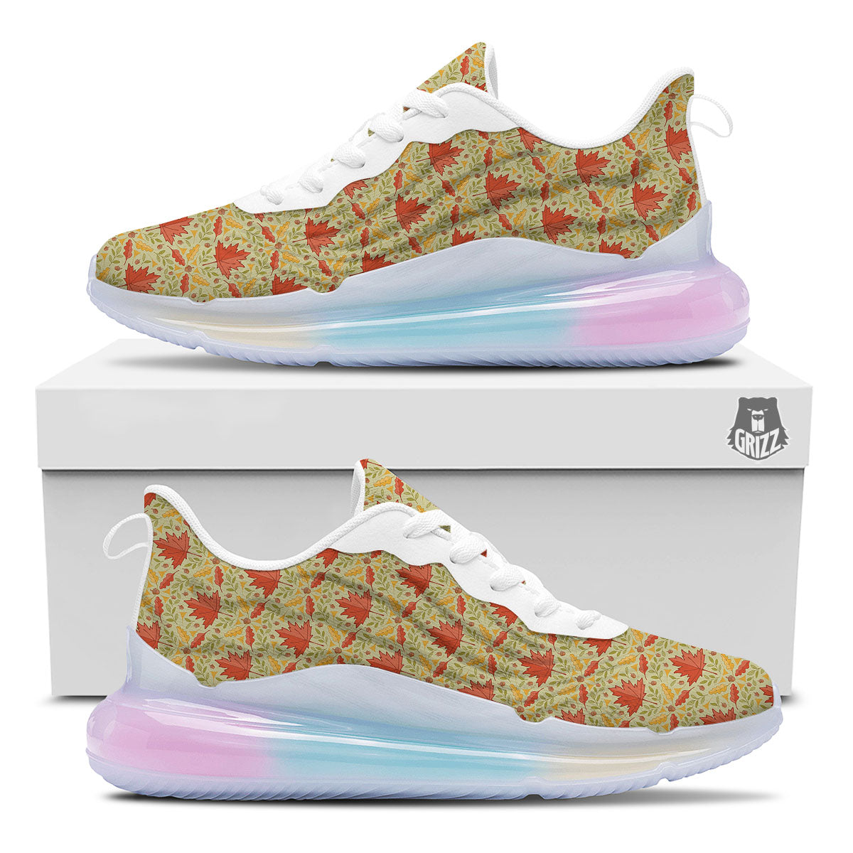 Maple Leaves Print Pattern Running Sneakers-grizzshop