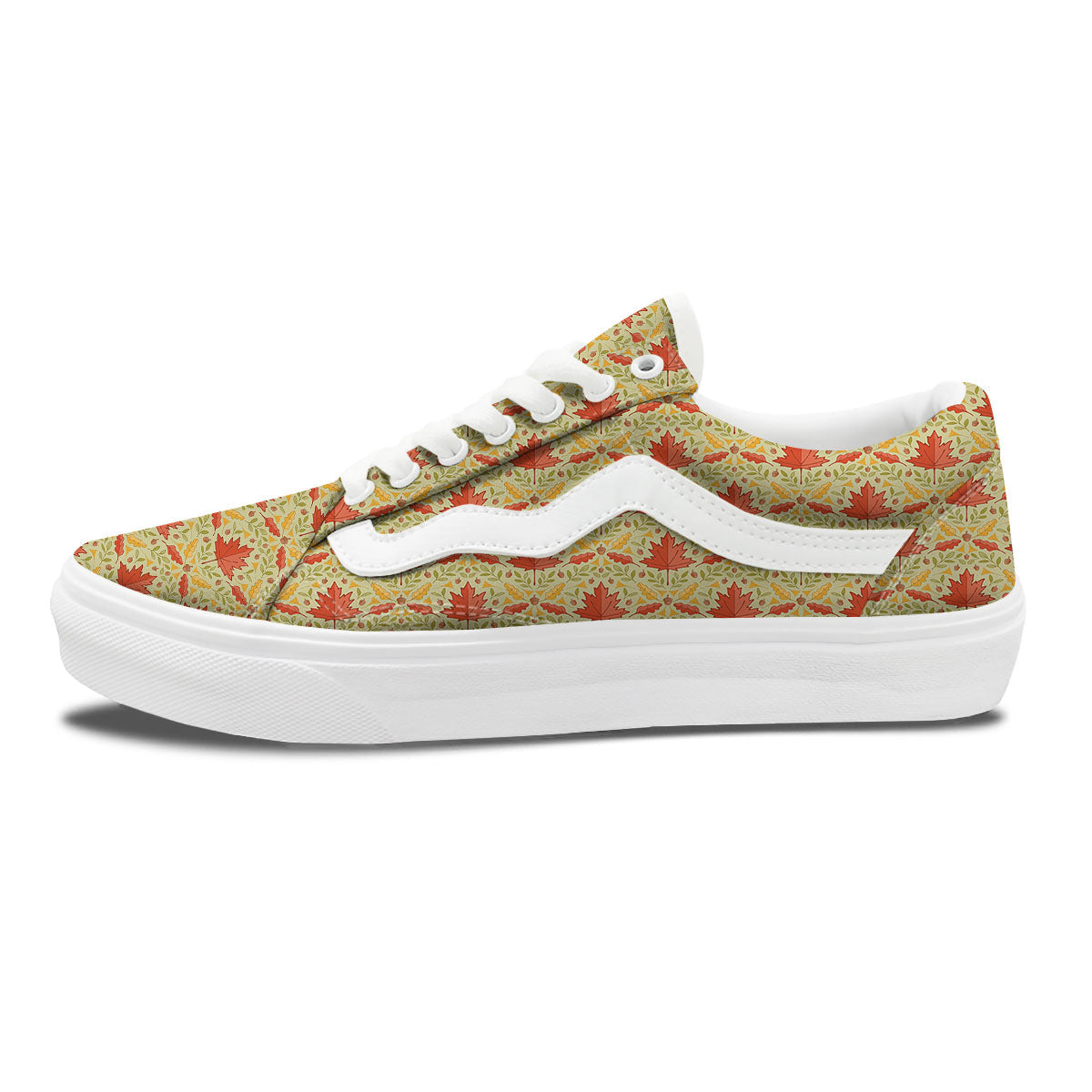 Maple Leaves Print Pattern Skate Shoes-grizzshop