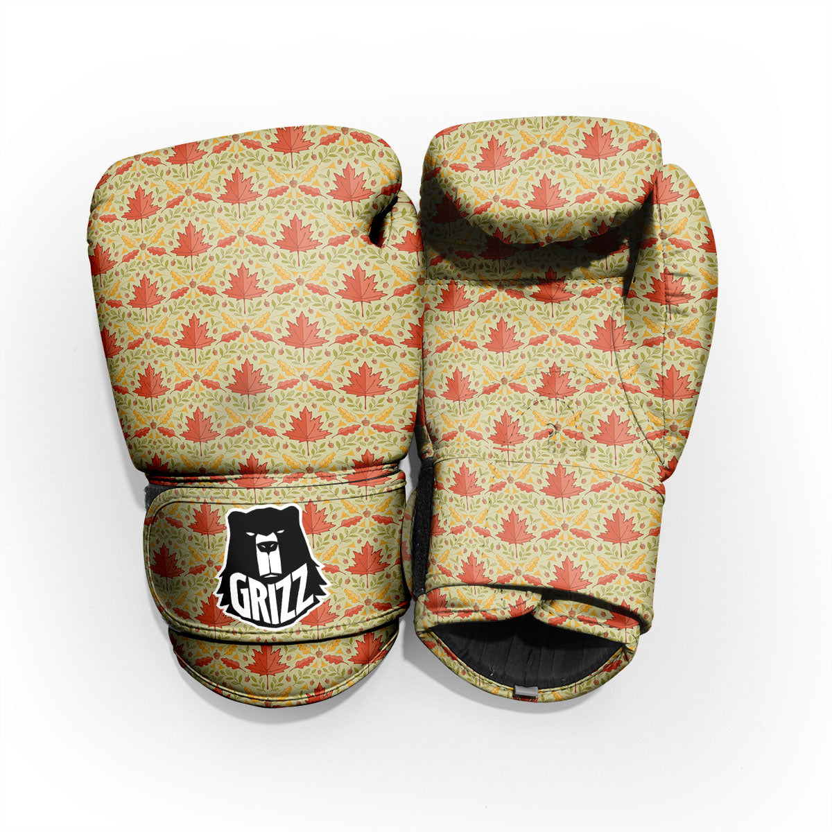 Maple Leaves Print Pattern Sparring Gloves-grizzshop