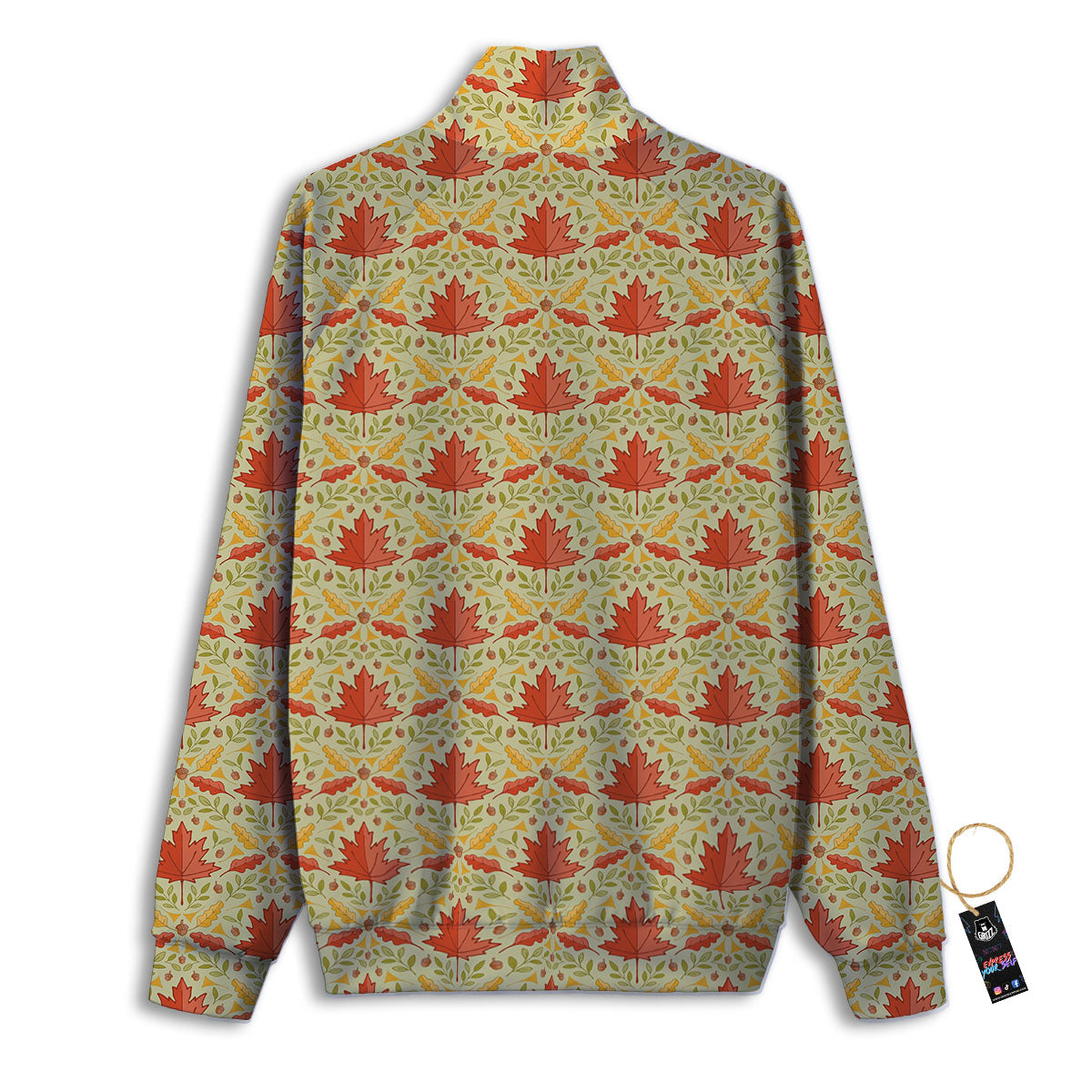 Maple Leaves Print Pattern Track Jacket-grizzshop