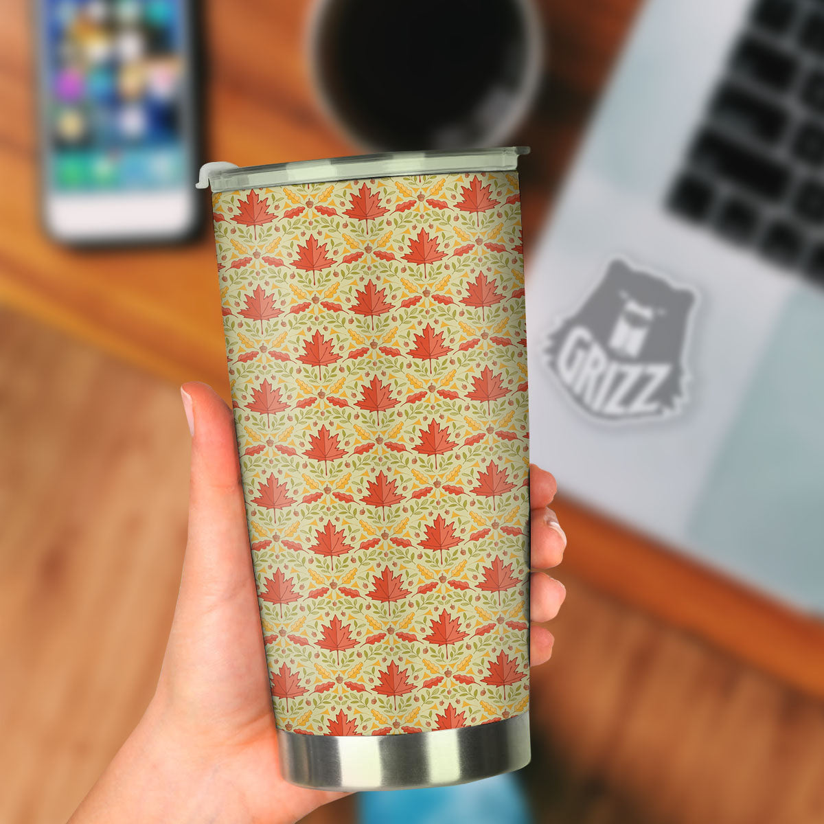 Maple Leaves Print Pattern Tumbler-grizzshop