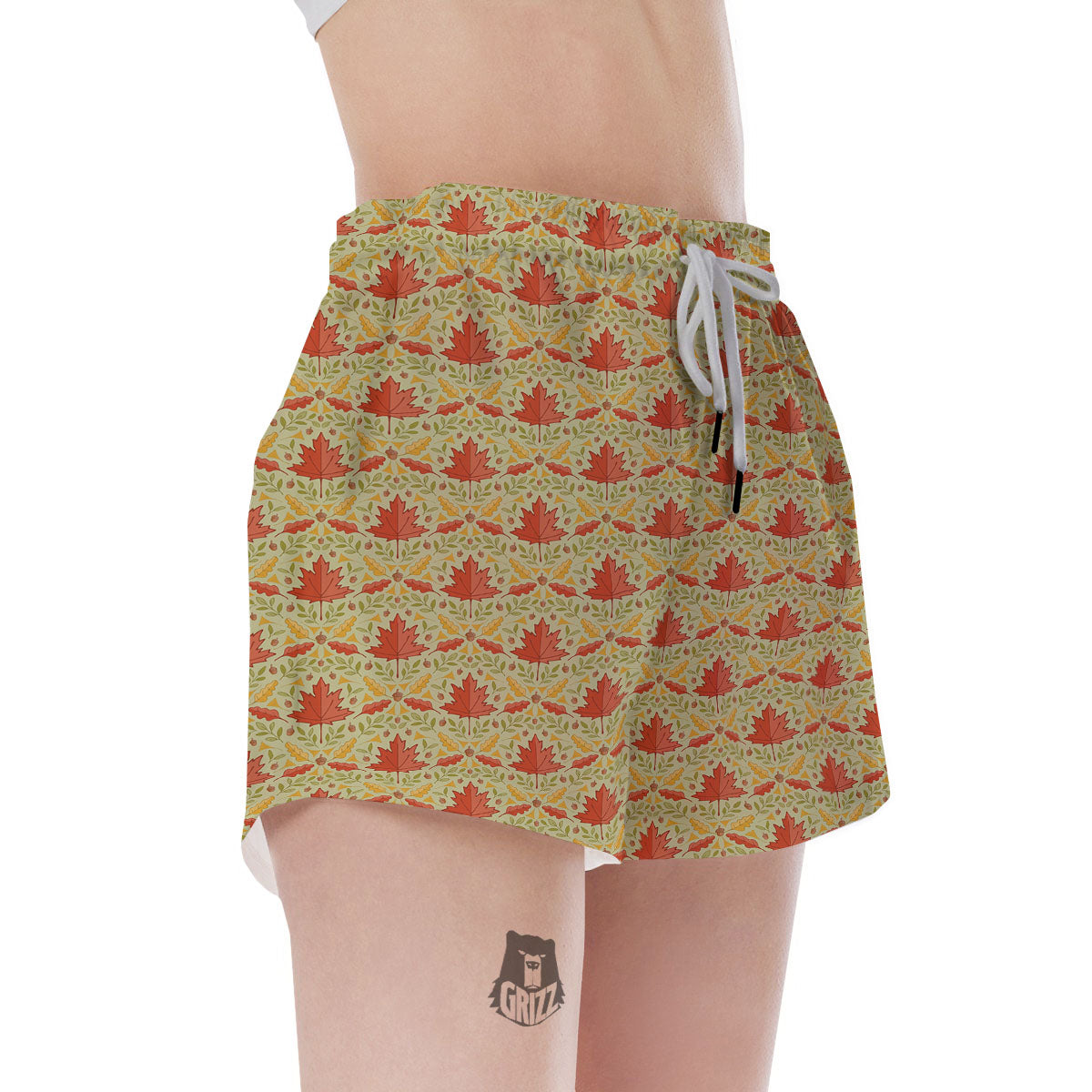 Maple Leaves Print Pattern Women's Shorts-grizzshop