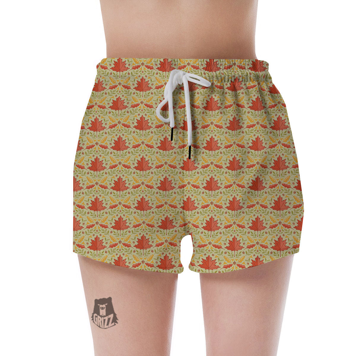 Maple Leaves Print Pattern Women's Shorts-grizzshop
