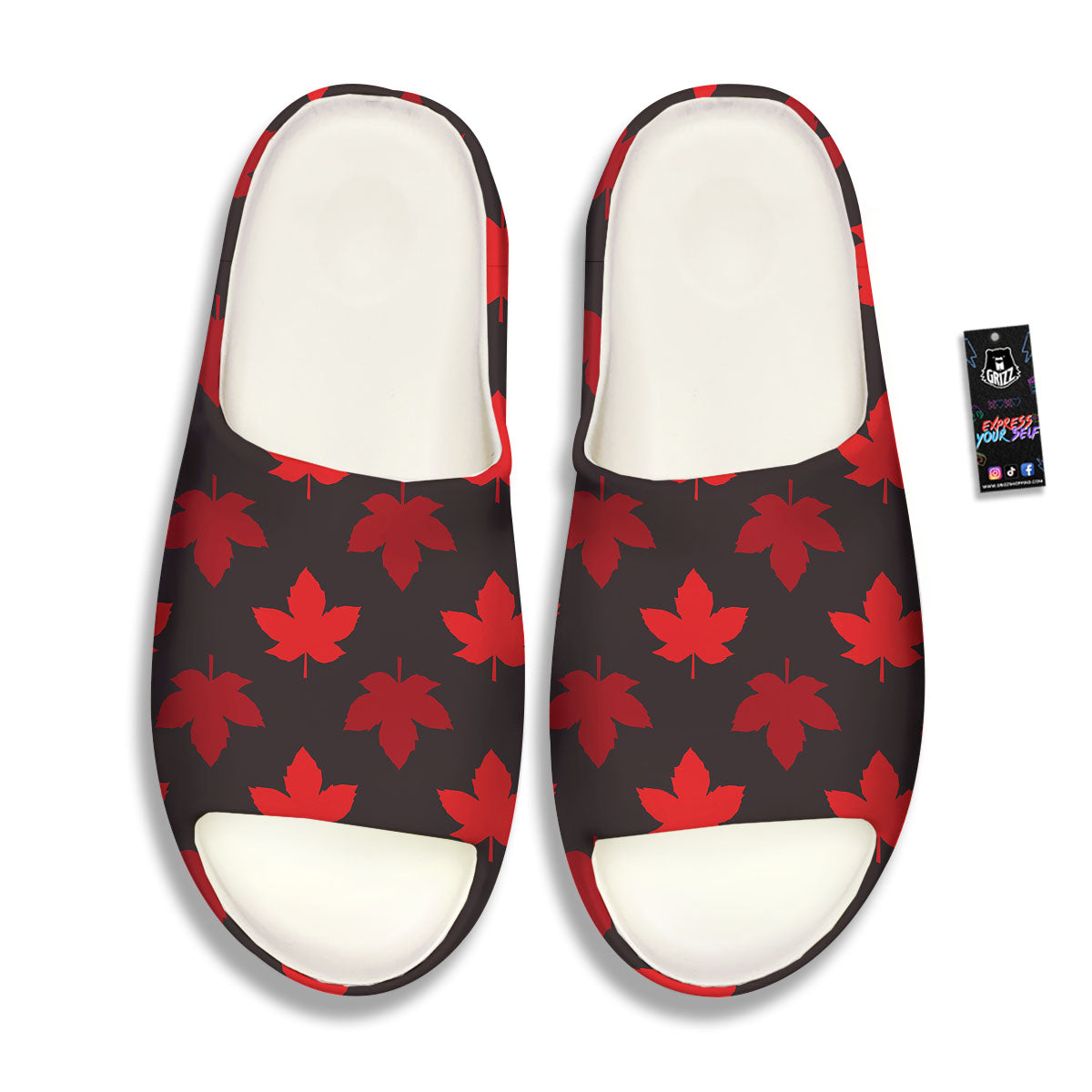 Maple Leaf Red Canadian Print Pattern Sandals-grizzshop