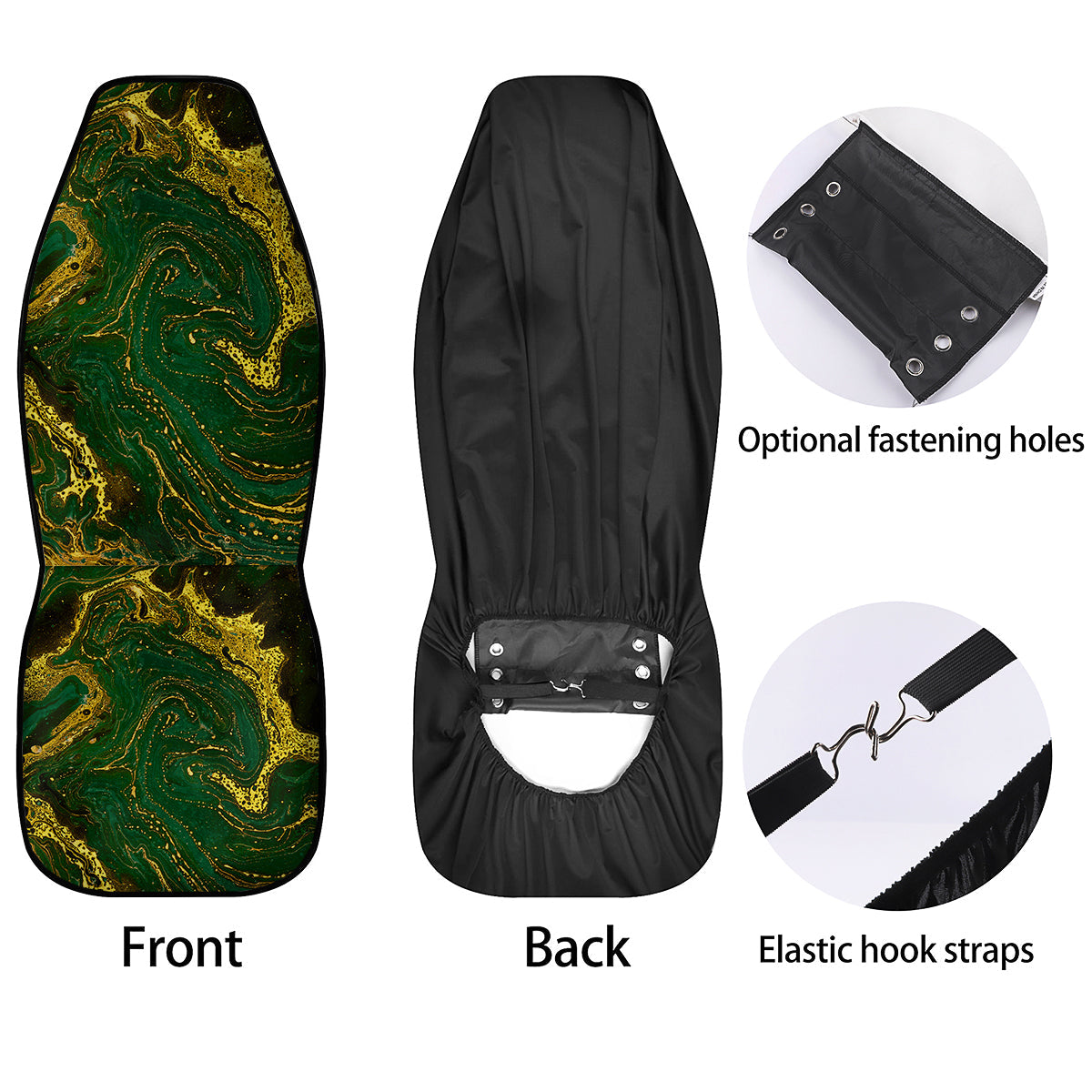 Marble Abstract texture Gold And Dark Green Print Car Seat Covers-grizzshop