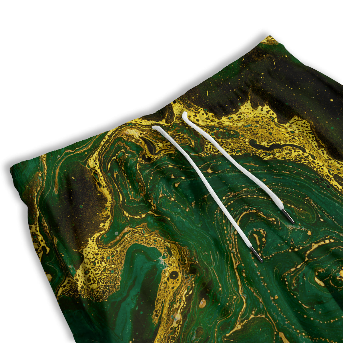Marble Abstract texture Gold And Dark Green Print Men's Athletic Shorts
