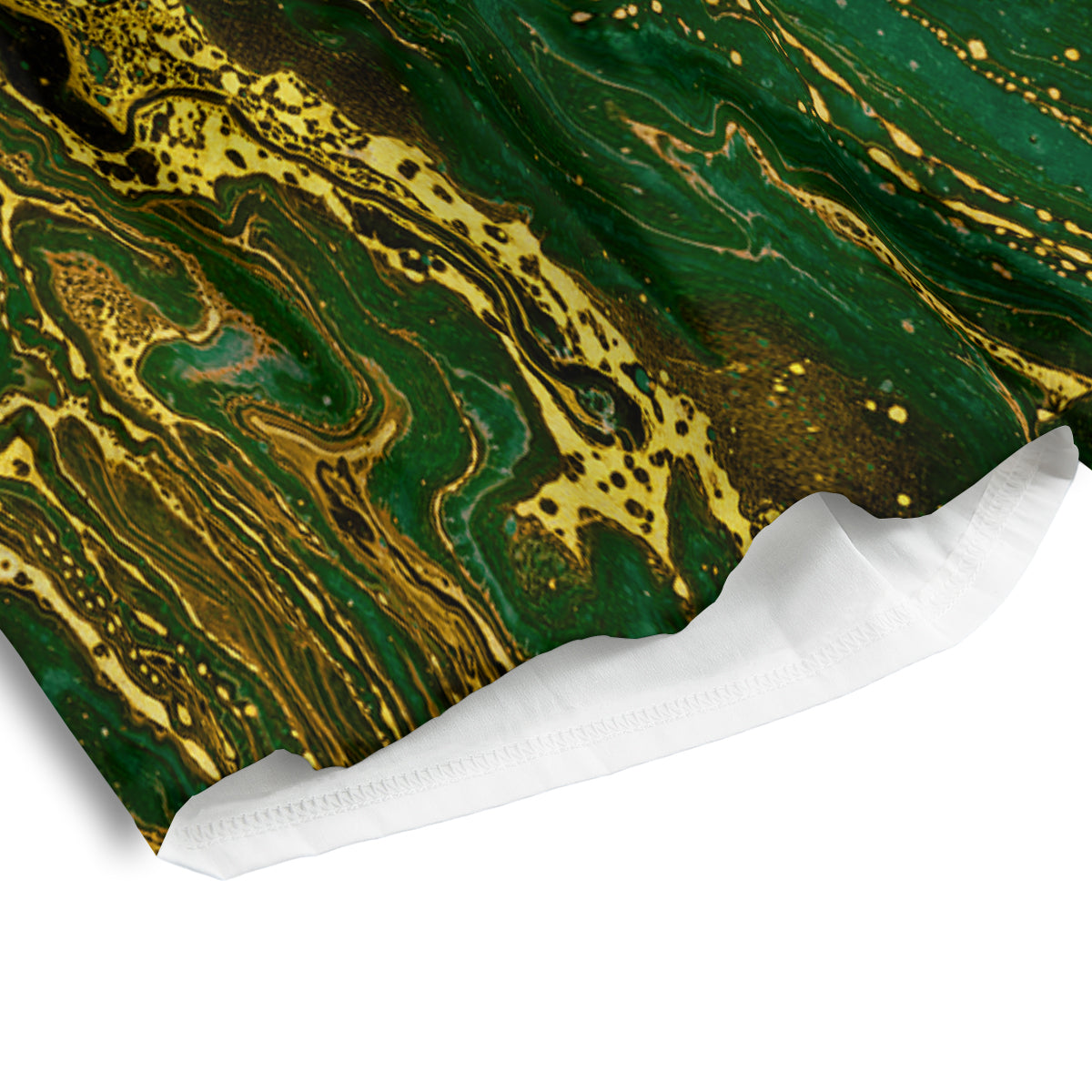 Marble Abstract texture Gold And Dark Green Print Men's Athletic Shorts