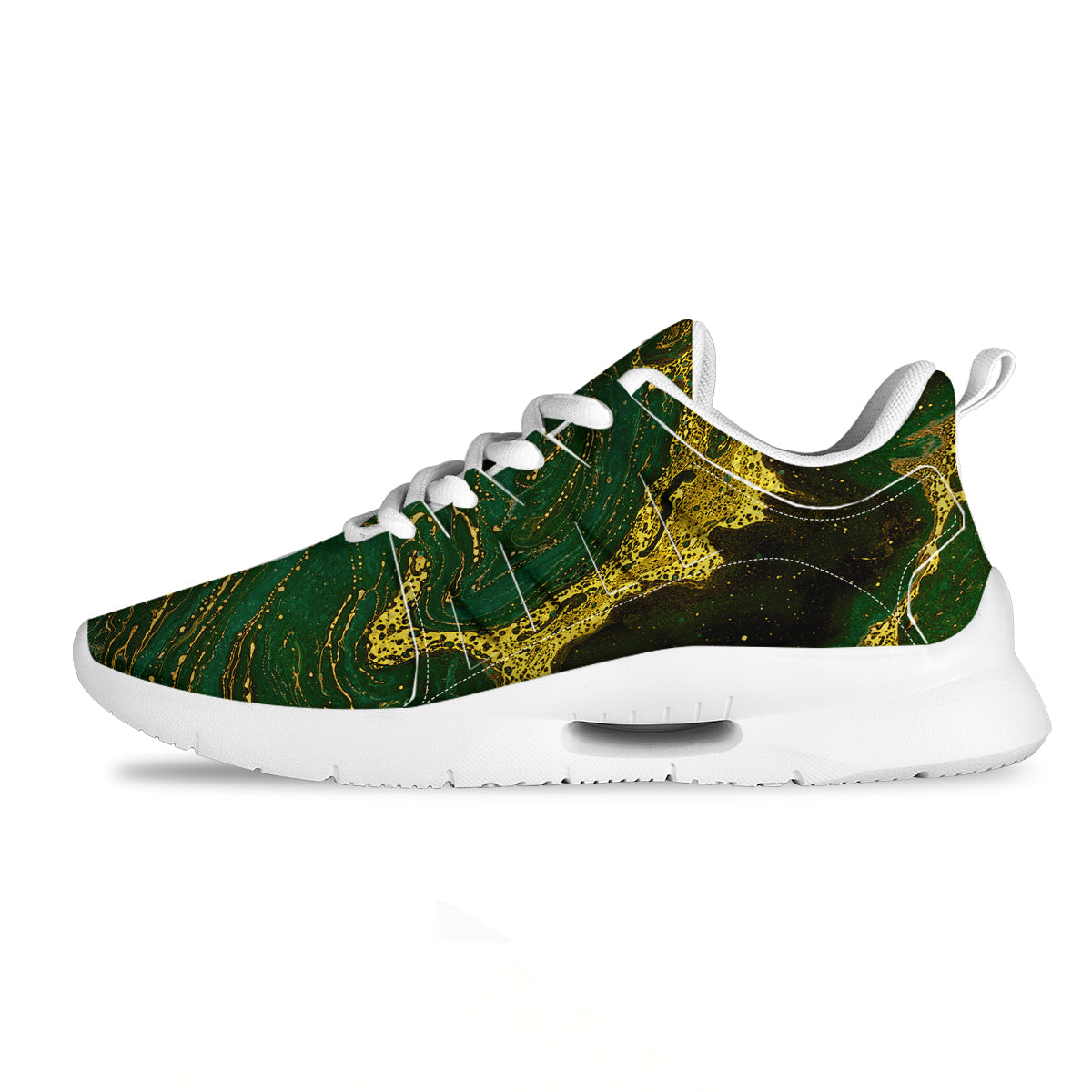 Marble Abstract texture Gold And Dark Green Print Tennis Shoes-grizzshop