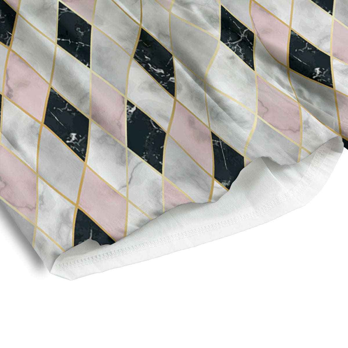 Marble Argyle White Pink And Black Print Men's Athletic Shorts