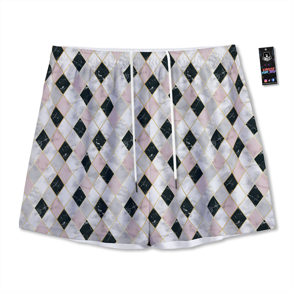 Navajo Geometric Style Print Pattern Mesh Shorts