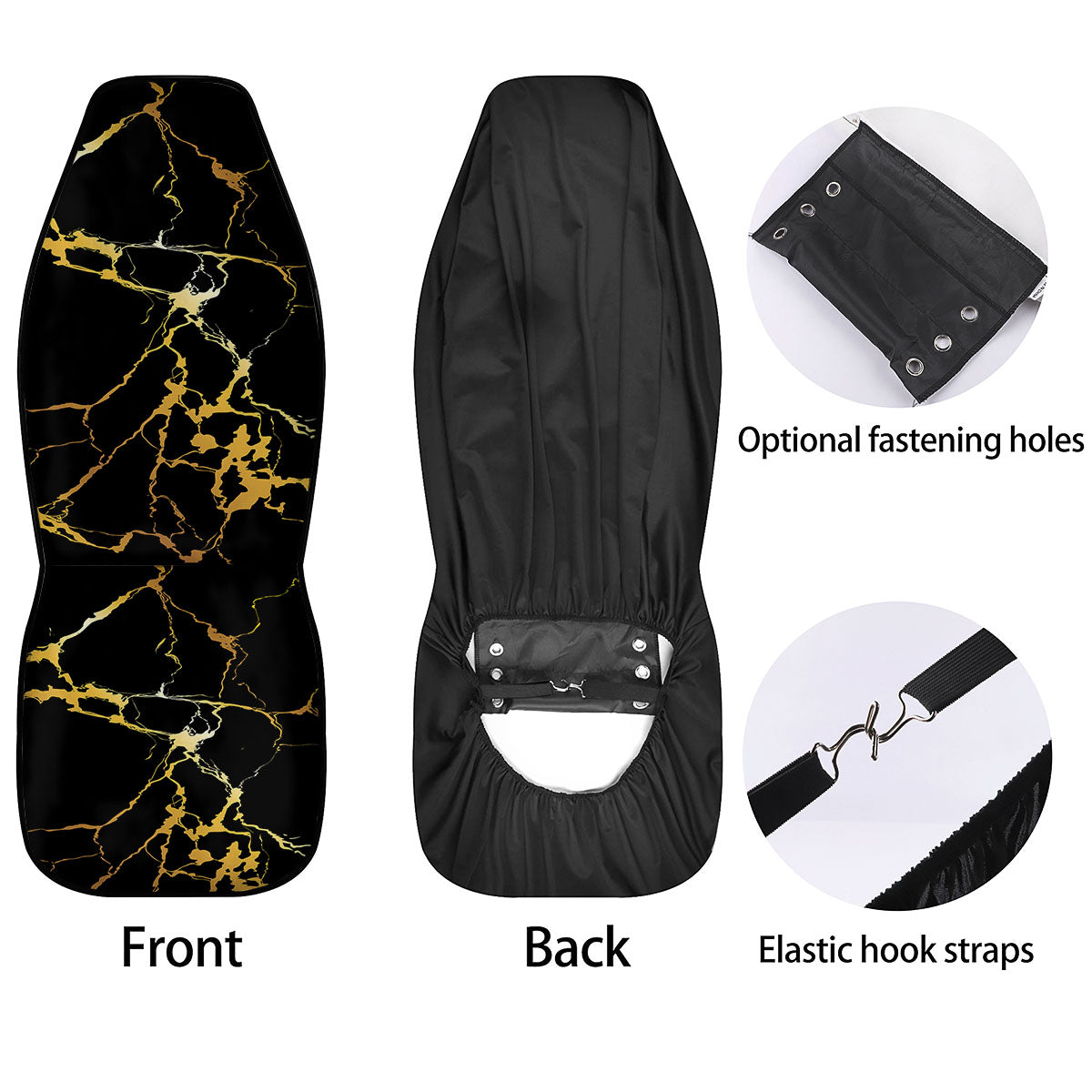 Marble Black Gold Print Car Seat Covers-grizzshop