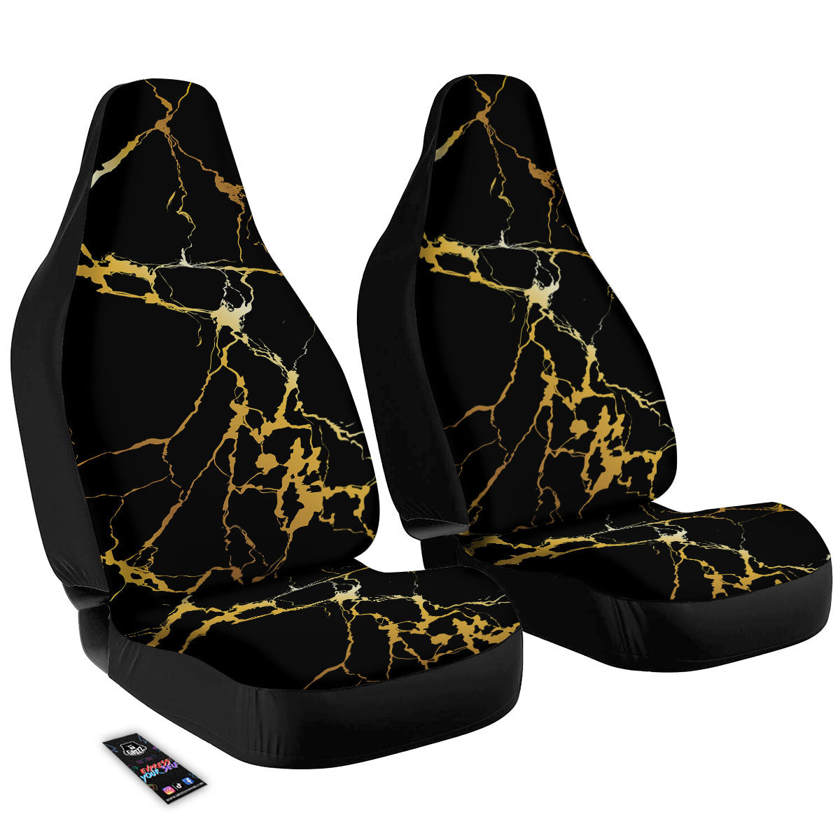 Marble Black Gold Print Car Seat Covers-grizzshop