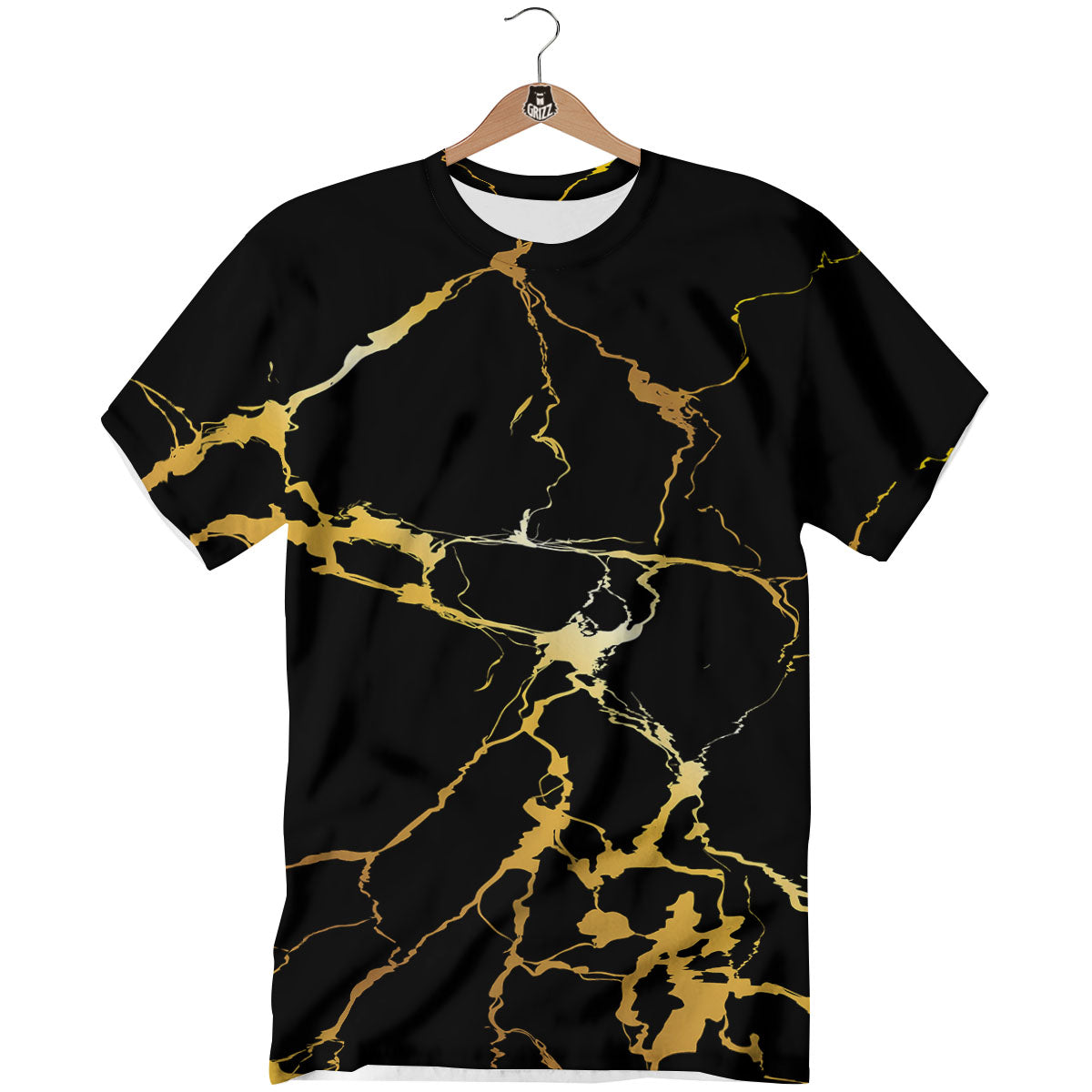 Marble Black Gold Print T-Shirt-grizzshop