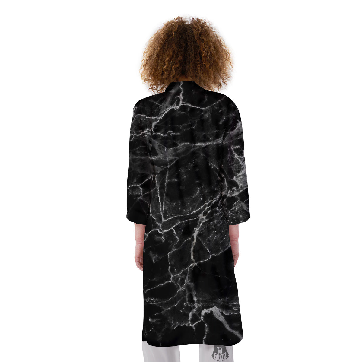 Marble Black Grey Print Kimono-grizzshop