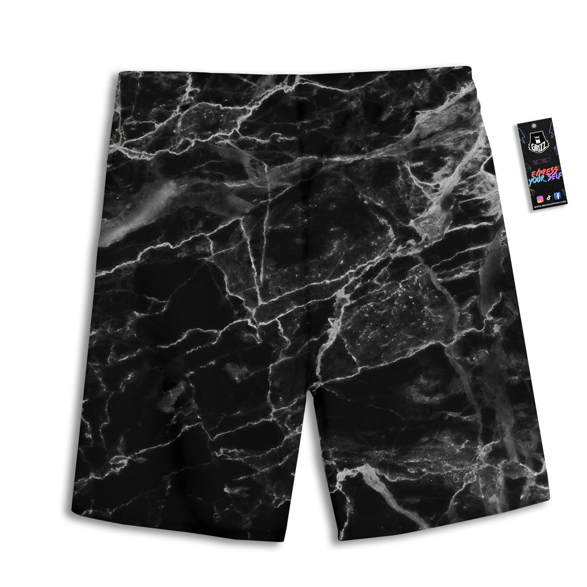 Marble Black Grey Print Men's Athletic Shorts