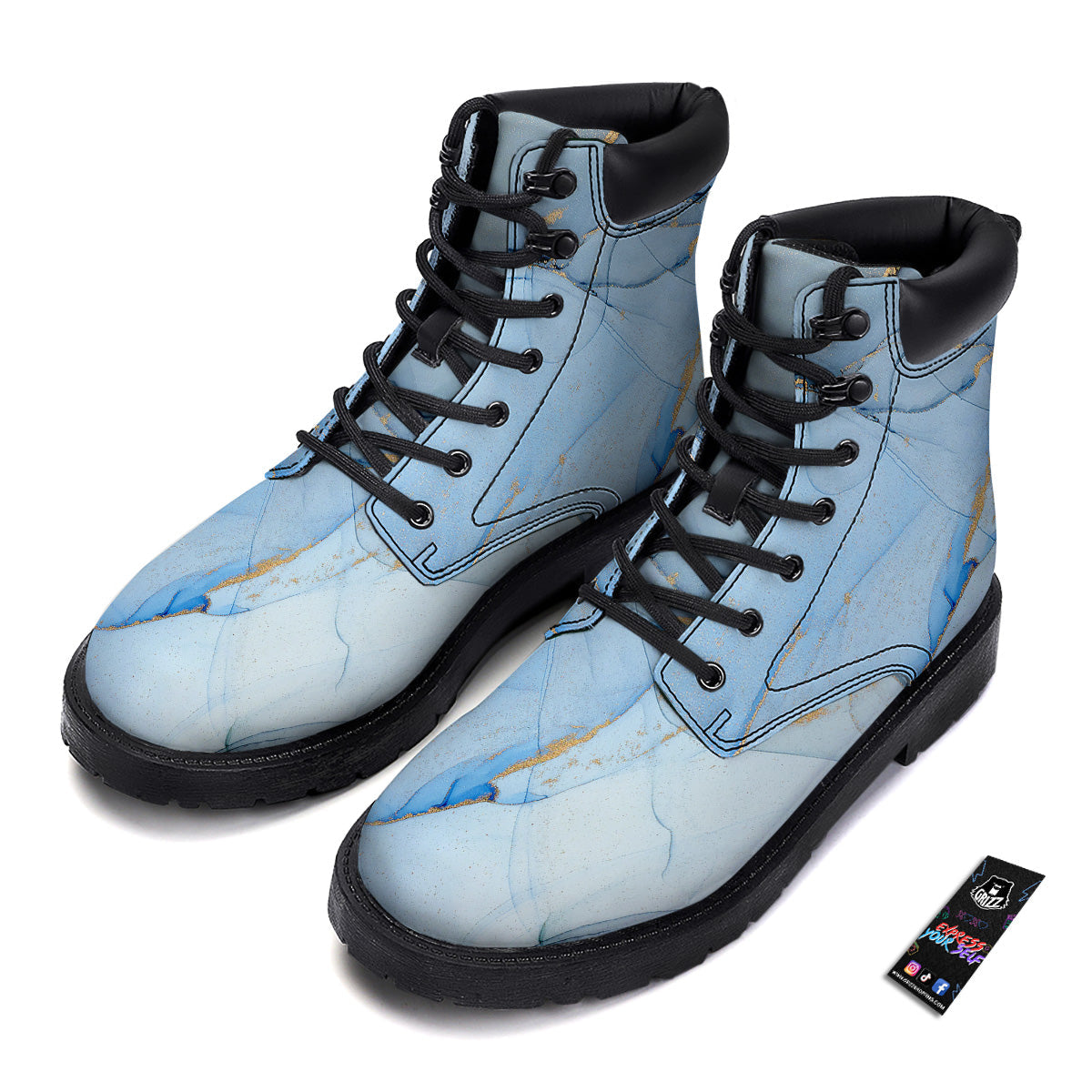 Marble Blue Print Boots-grizzshop