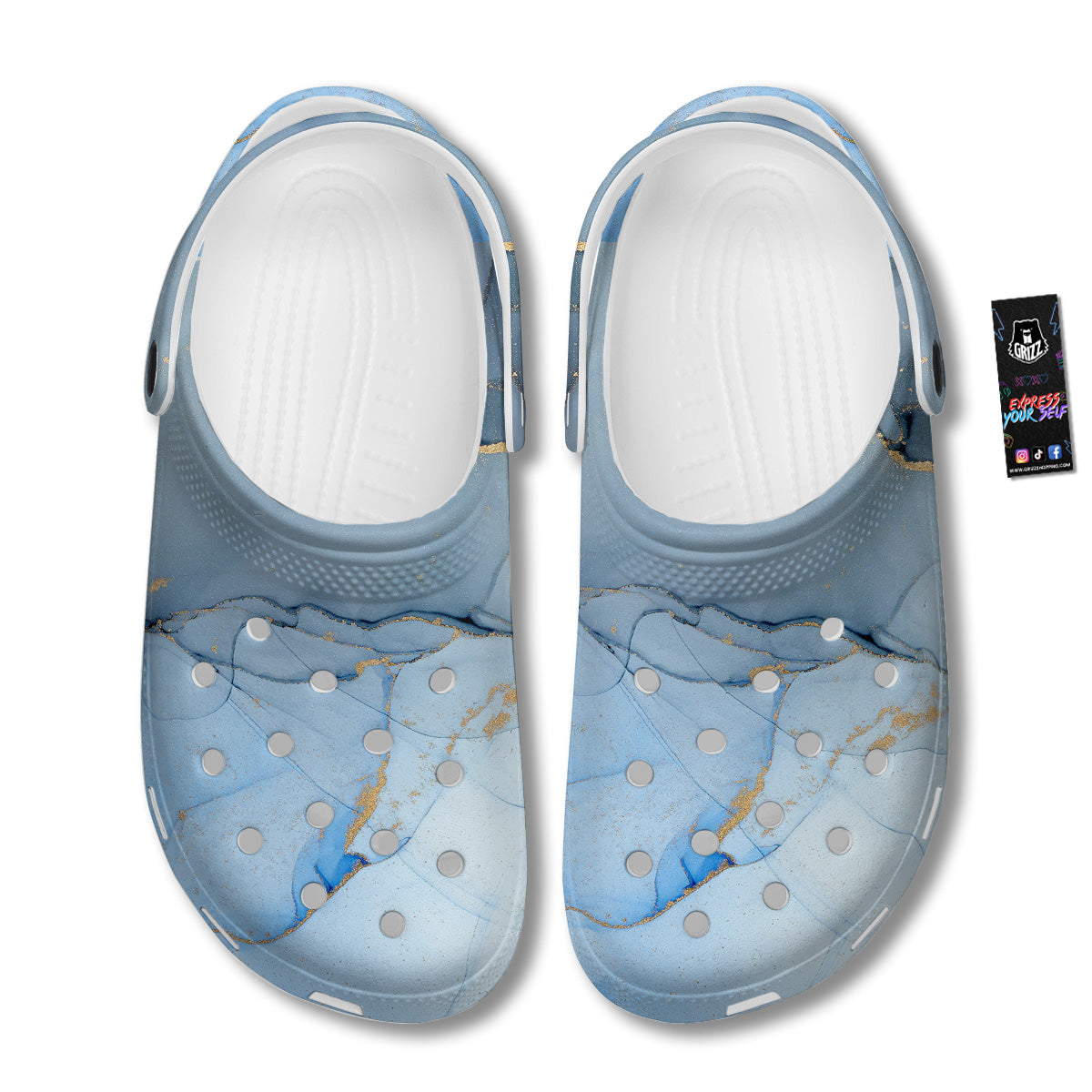 Marble Blue Print Clog-grizzshop