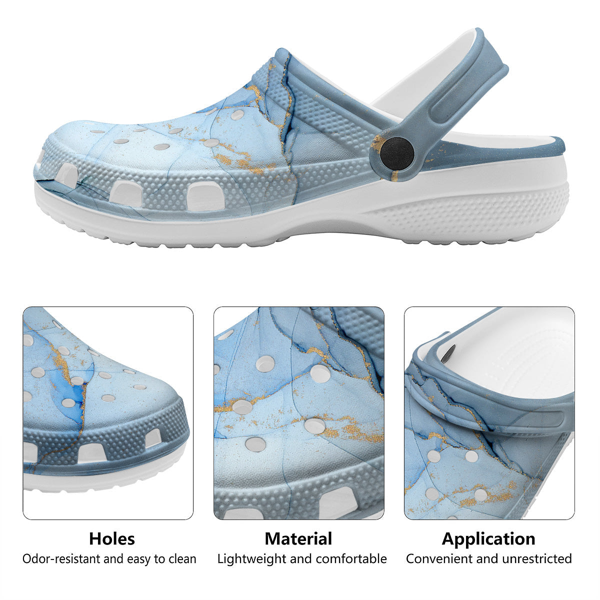 Marble Blue Print Clog-grizzshop