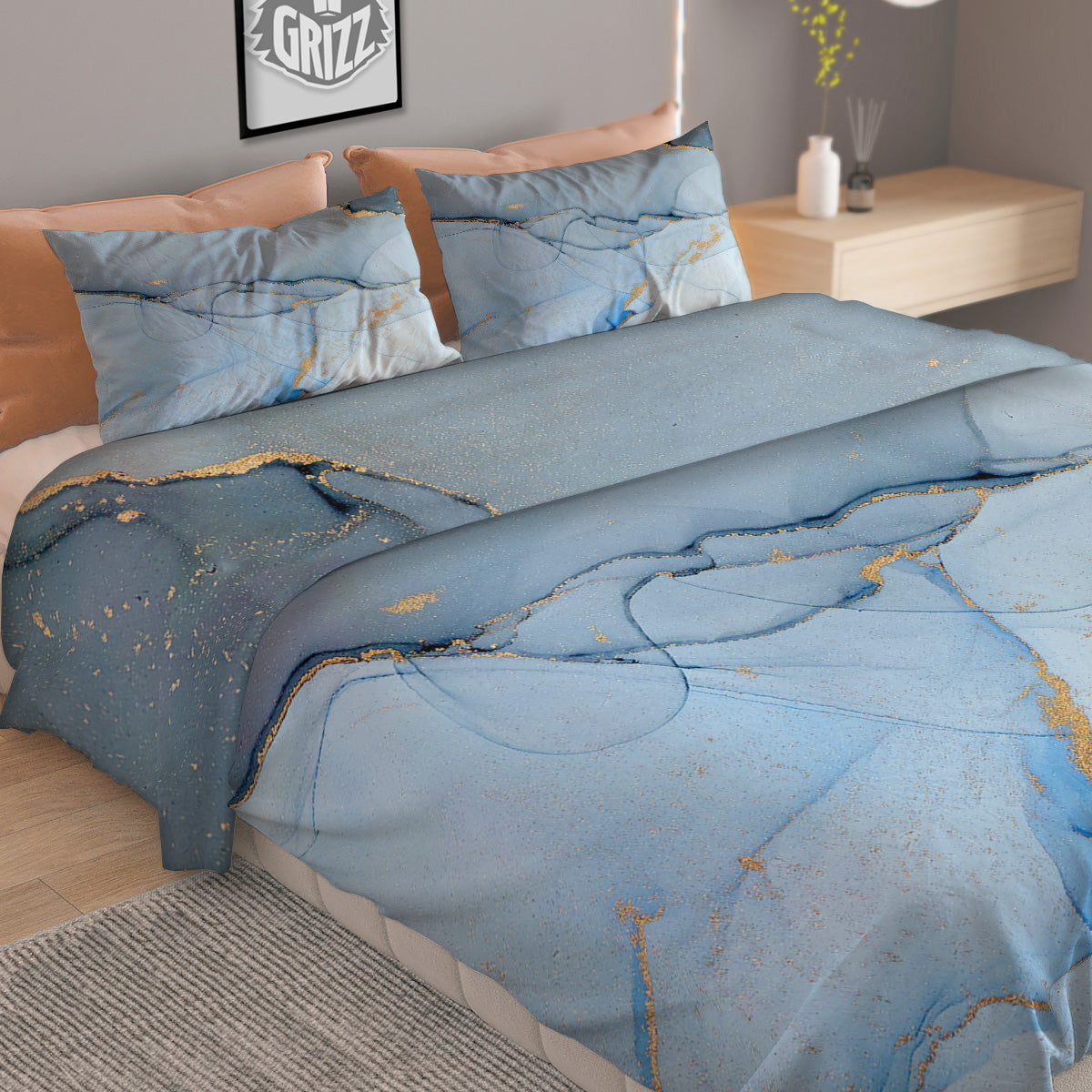 Lime Green Print Pattern Duvet Cover Bedding Set