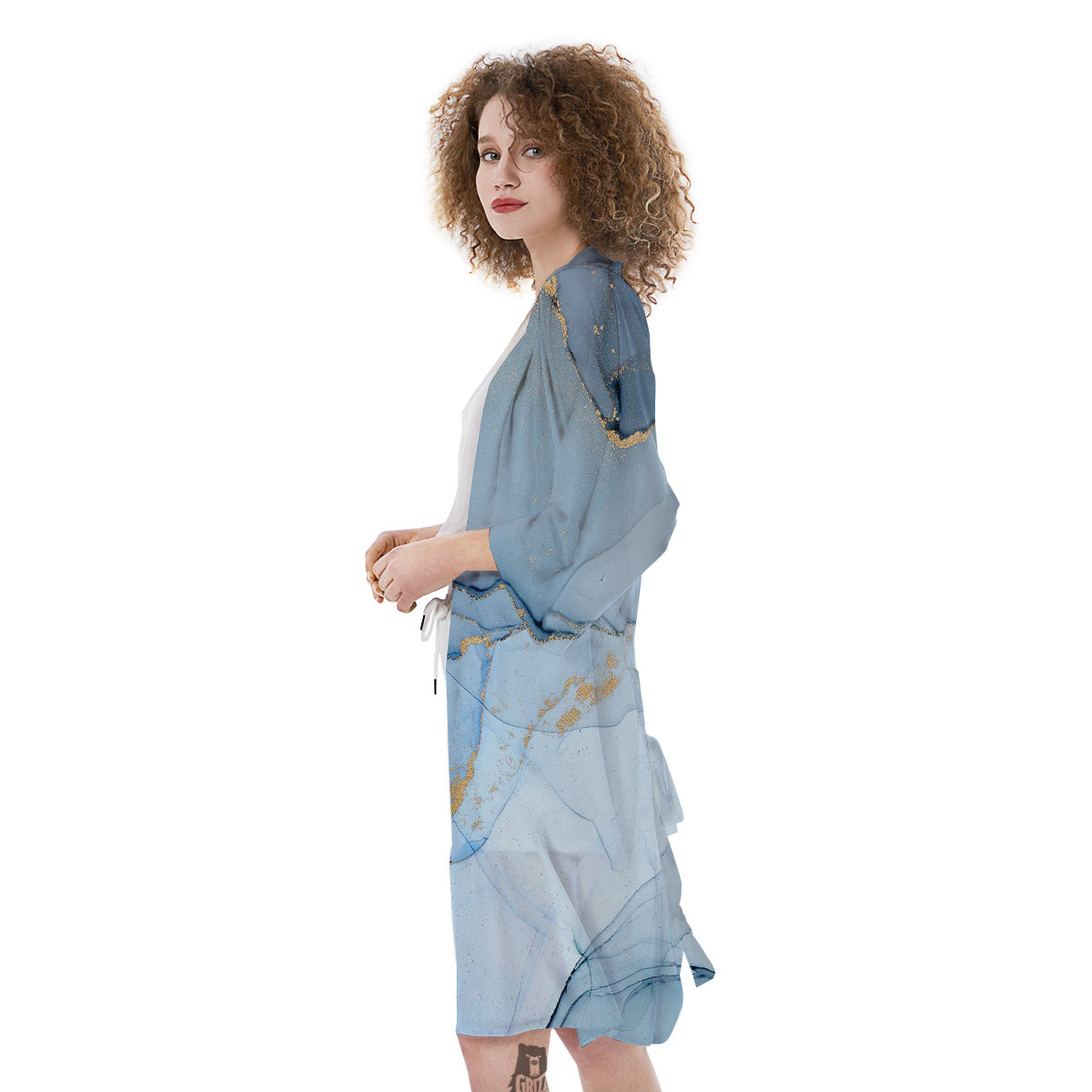 Marble Blue Print Kimono-grizzshop